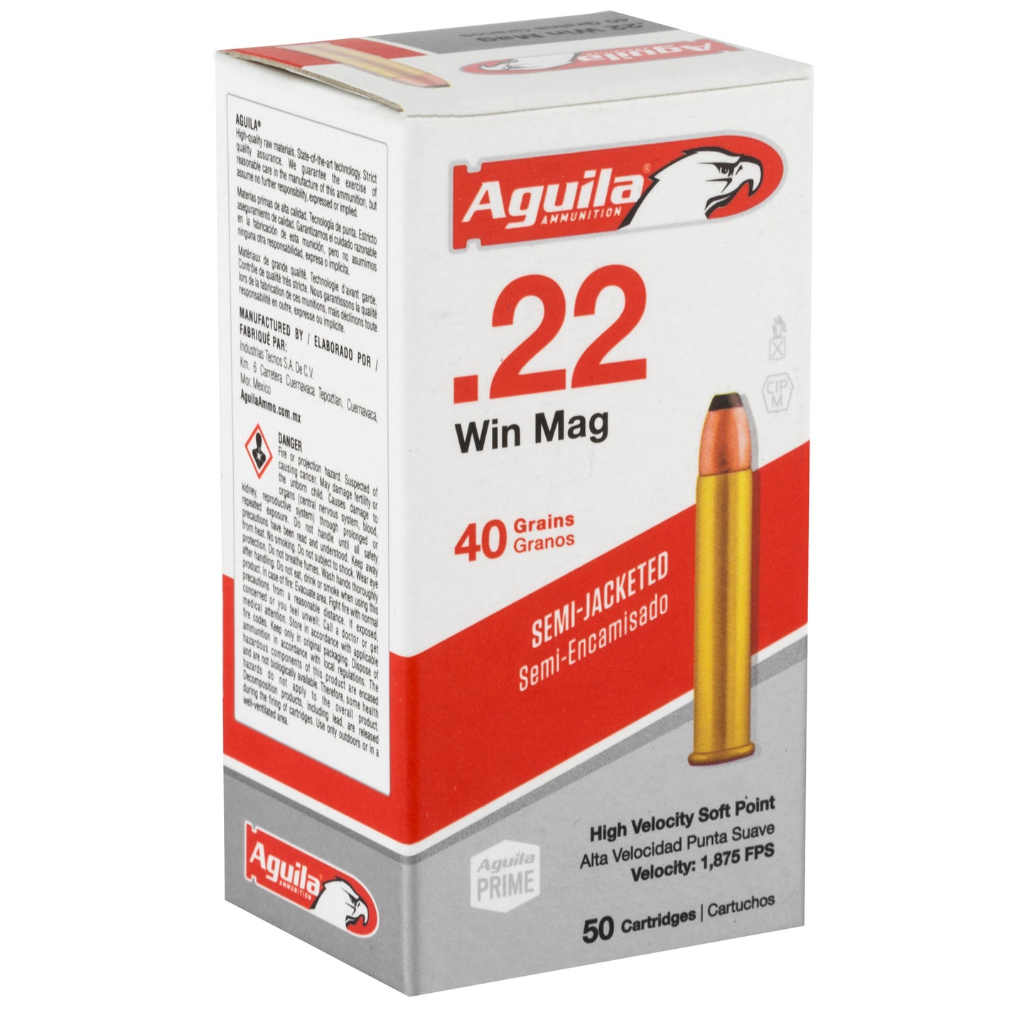 Aguila Ammunition 22 WMR 40 Grain Soft Point - 50 Rounds Per Box, 1000 Rounds Case