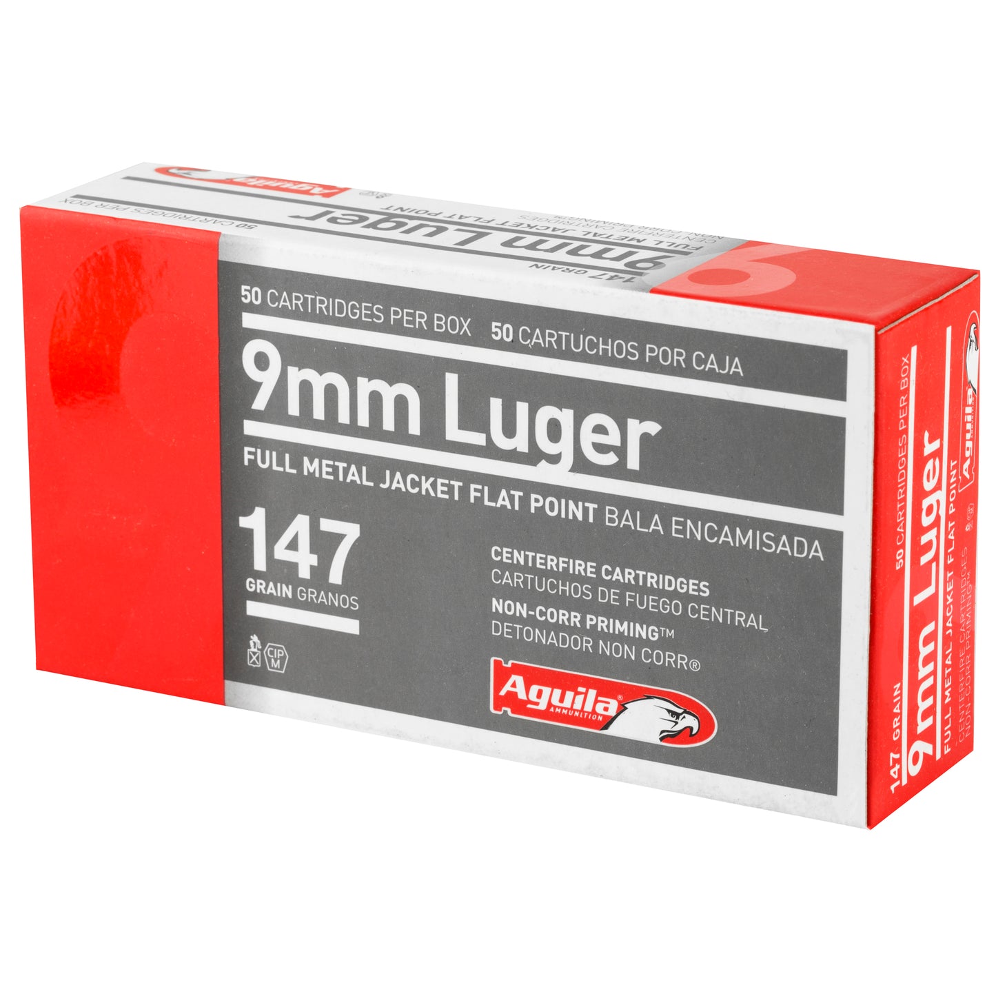 Aguila Ammunition 9mm 147 Grain FMJ Flat Nose Pistol Rounds (50/Box, 1000/Case)