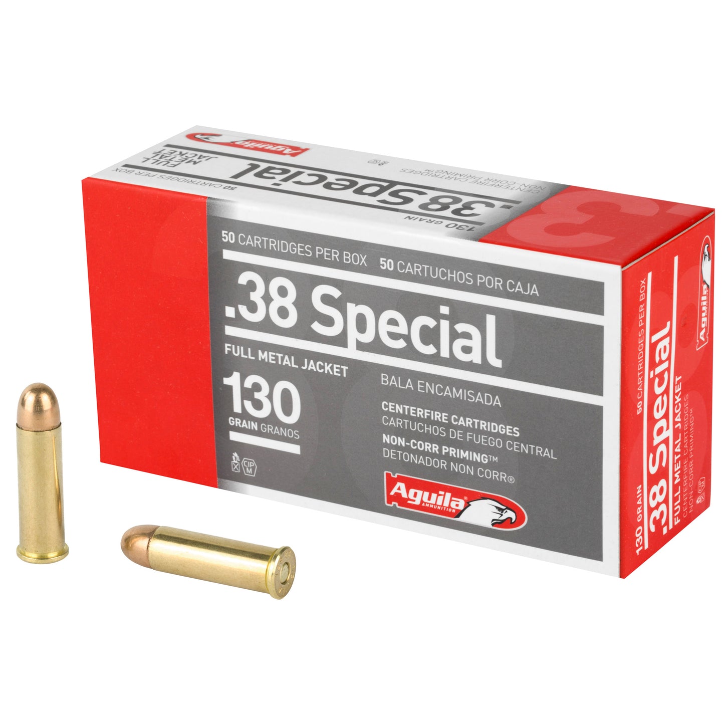 Aguila Ammunition 38 Special 130-Grain Full Metal Jacket Pistol Cartridges (50 Rounds per Box, 1000 per Case)