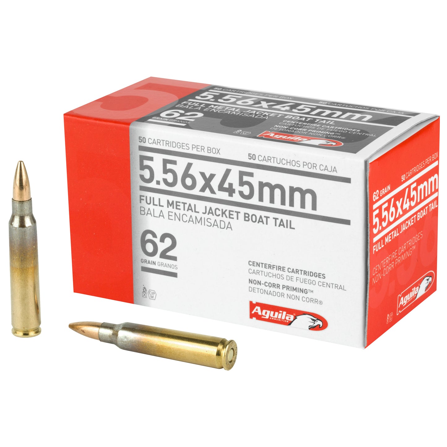 Aguila Ammunition 556 NATO 62 Grain Full Metal Jacket Boat Tail Rifle Ammunition (50 Rounds Per Box)