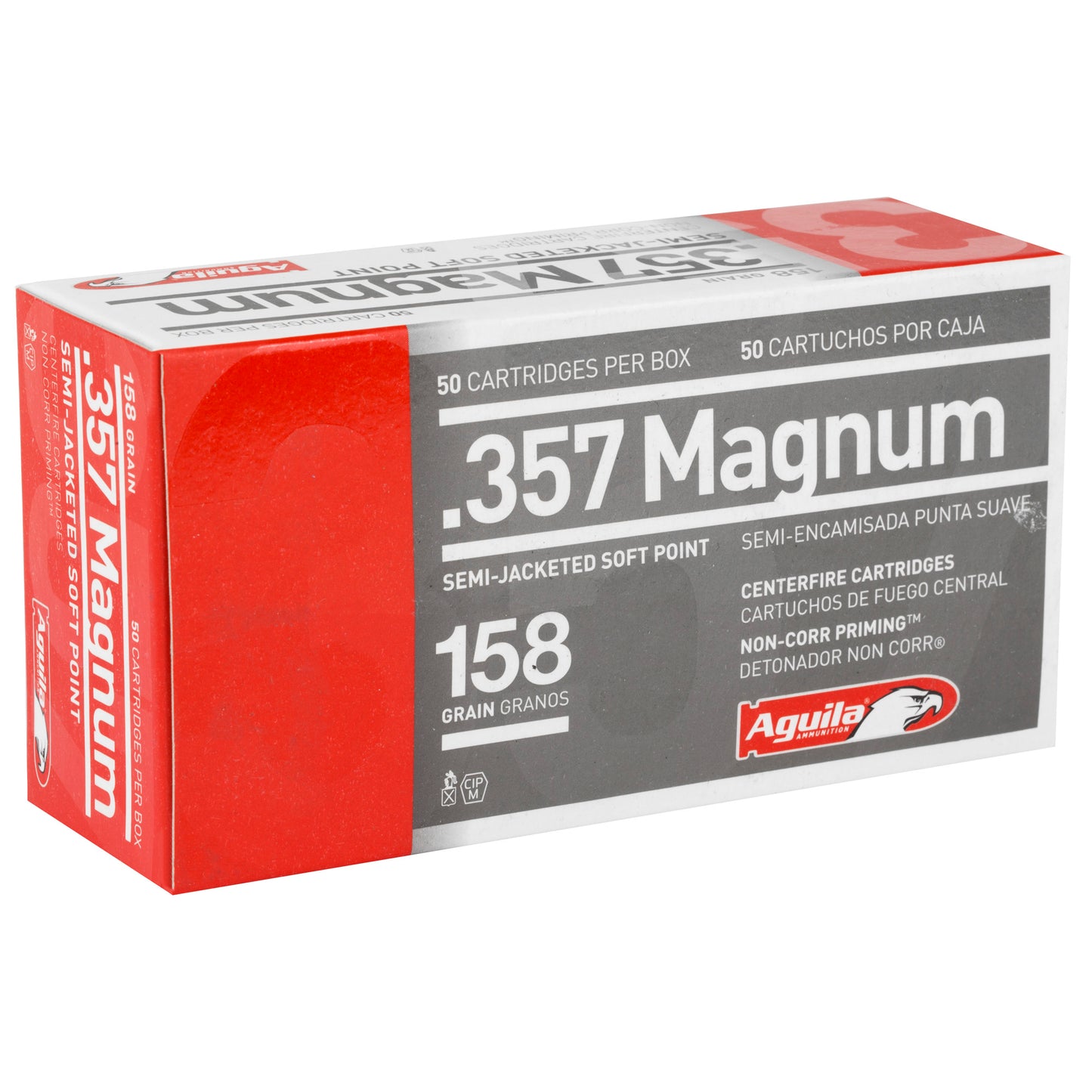 Aguila Ammunition 357 Magnum 158-Grain Semi-Jacketed Soft Point Pistol Ammo - 50 Round Box, 1000 Rounds Case