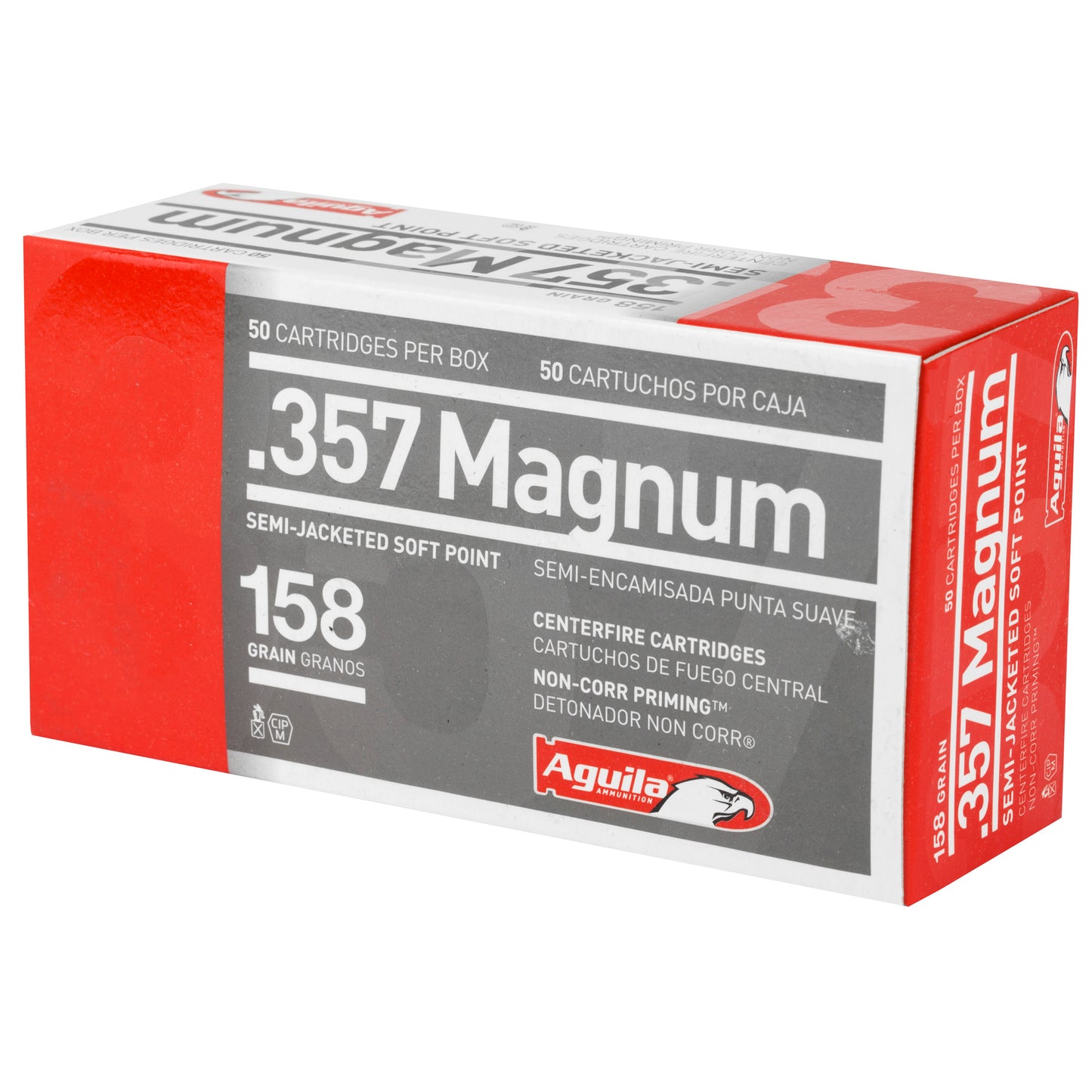 Aguila Ammunition 357 Magnum 158-Grain Semi-Jacketed Soft Point Pistol Ammo - 50 Round Box, 1000 Rounds Case