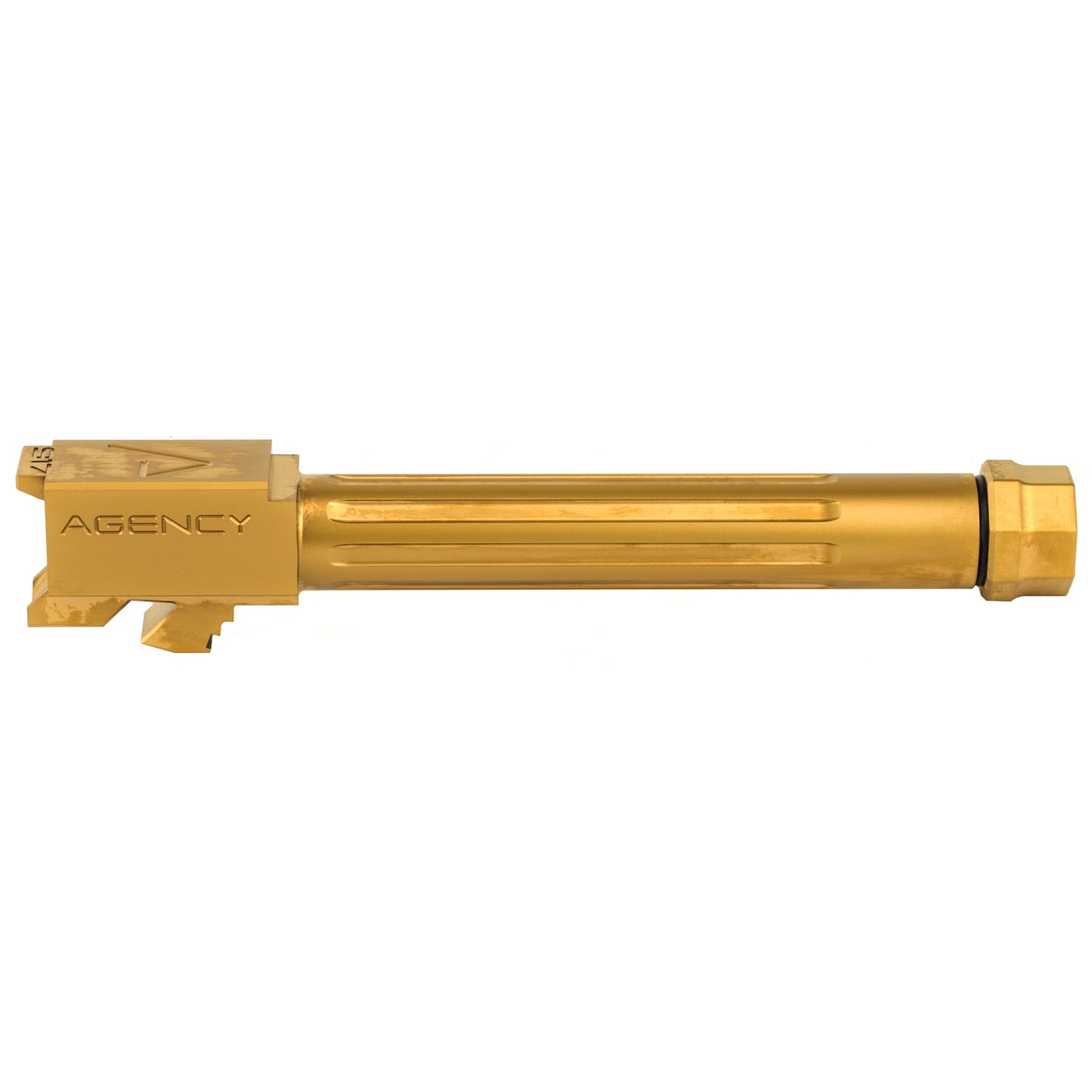 Agency Arms Mid Line Gold Threaded and Fluted 9mm Barrel for Glock 17 G5 (Part #MLG17G5T-FTIN)
