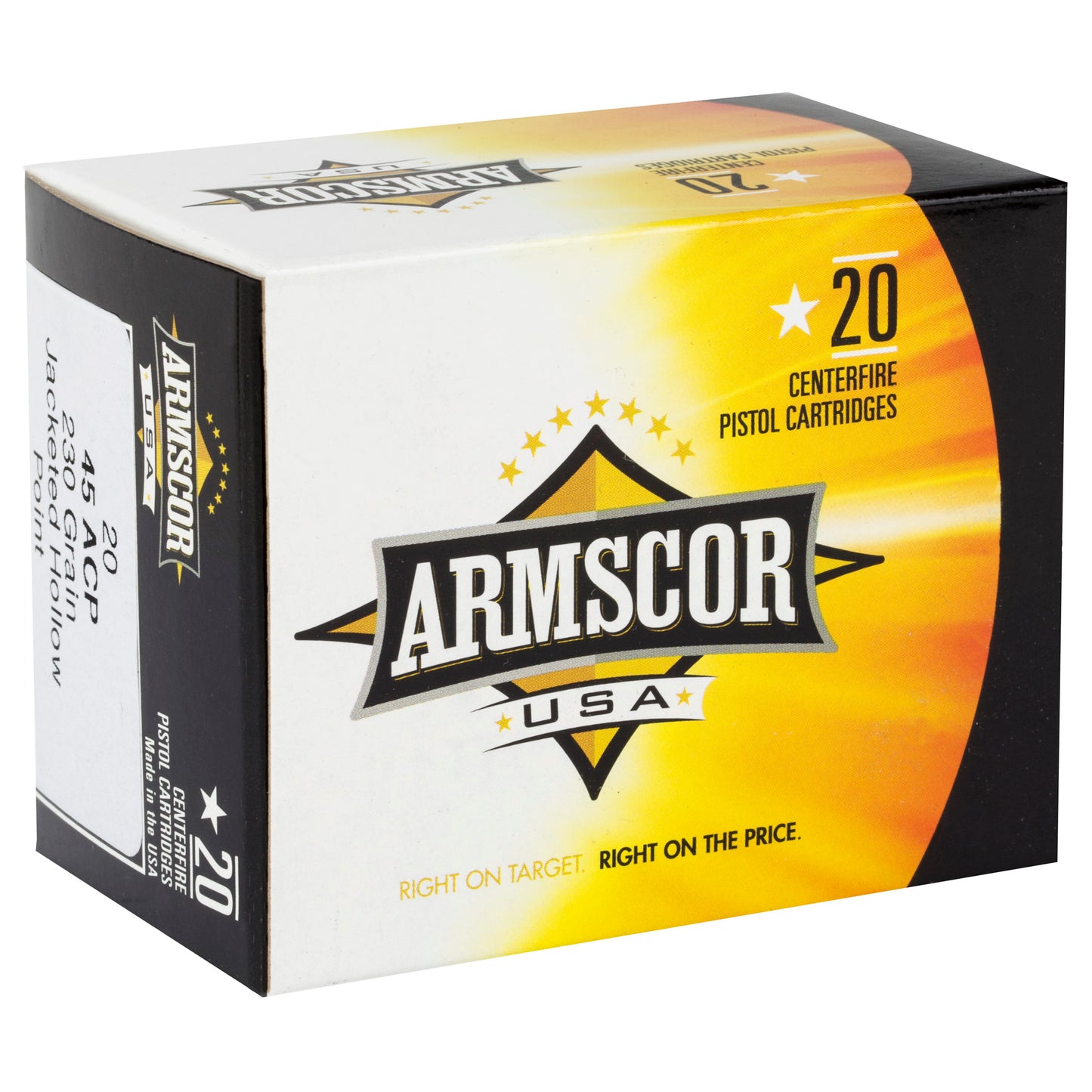 Armscor 45 ACP 230-Grain Hollow Point Ammunition - 20 Rounds per Box, 500 Rounds per Case