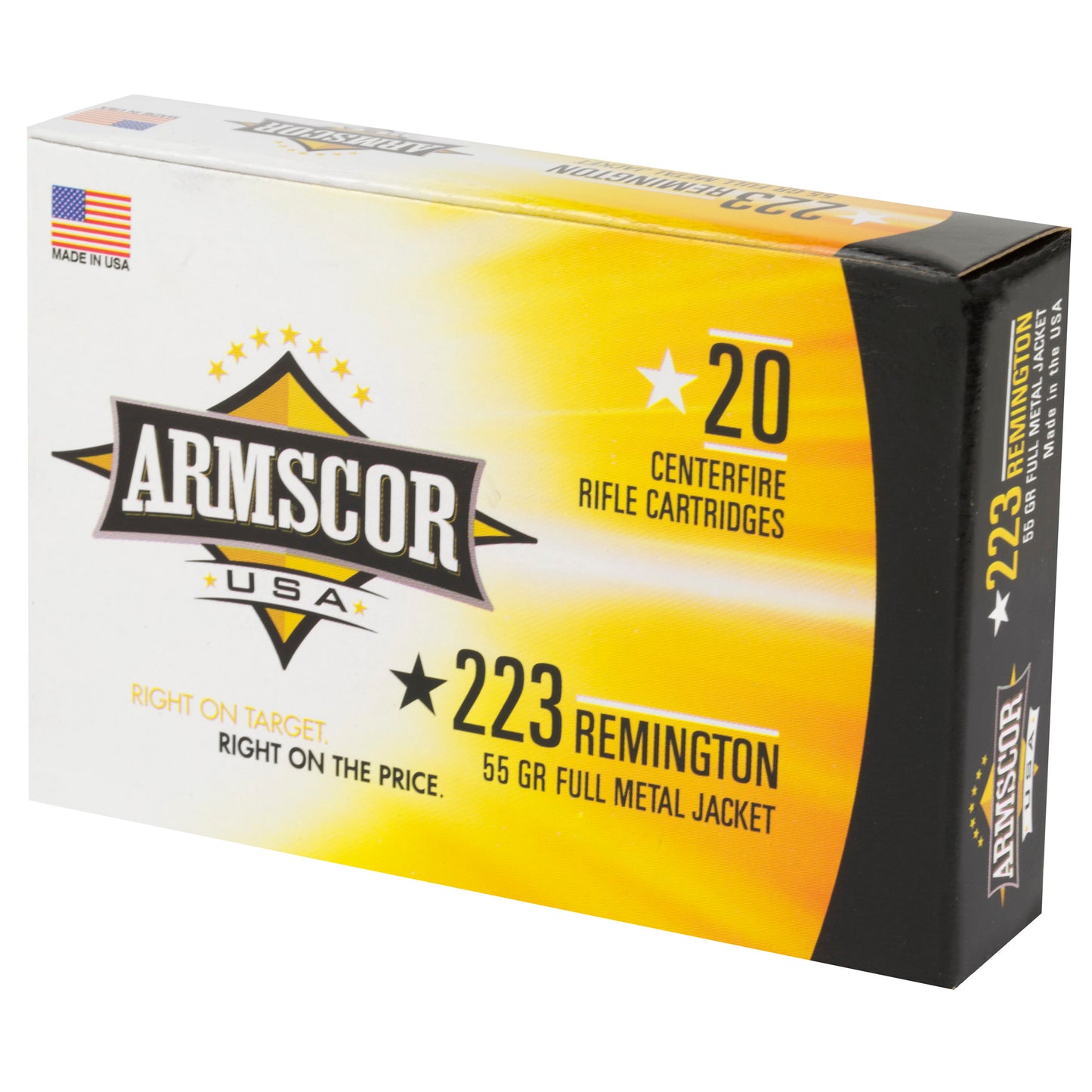 Armscor 223 Remington 55 Grain FMJ Ammunition - 20 Rounds per Box, 1000 Rounds Case