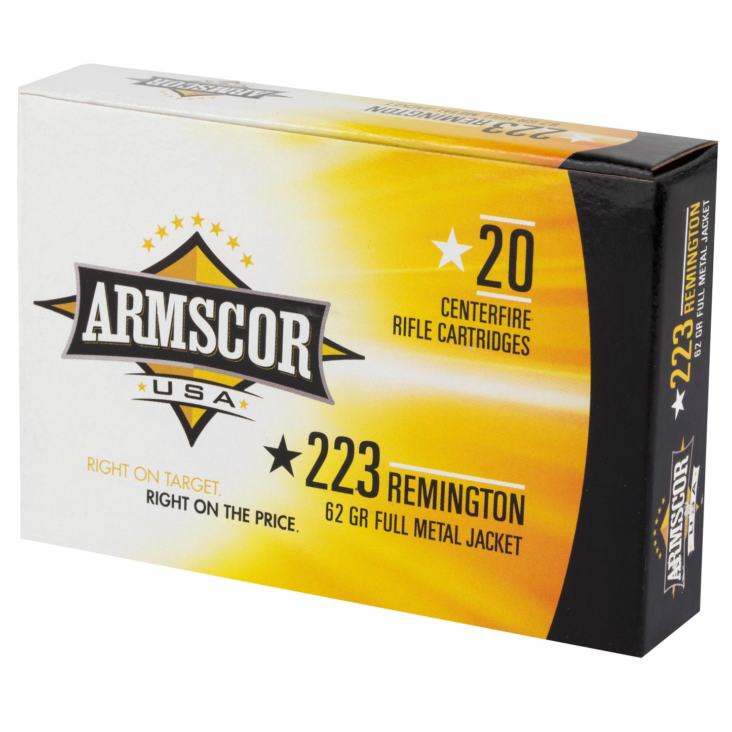 Armscor 223 Remington 62 Grain Full Metal Jacket Ammunition, Box of 20 Rounds