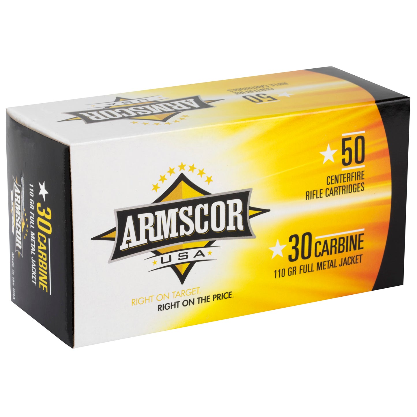 Armscor 30 Carbine FMJ Ammunition * 110 Grain Full Metal Jacket * 50 Rounds per Box