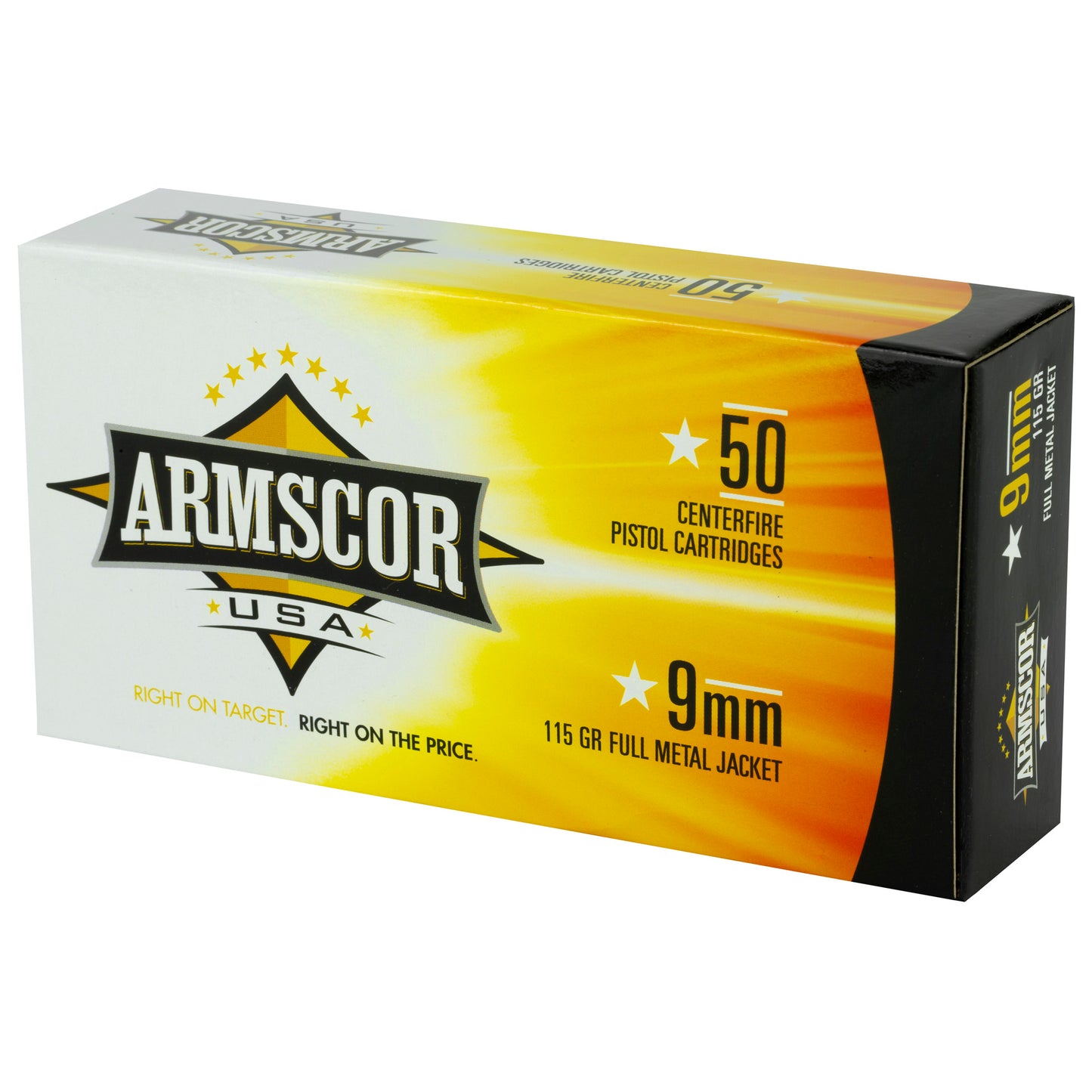 Armscor 9mm 115 Grain FMJ Ammo * Reliable Full Metal Jacket Cartridges for Target Shooting and Defense