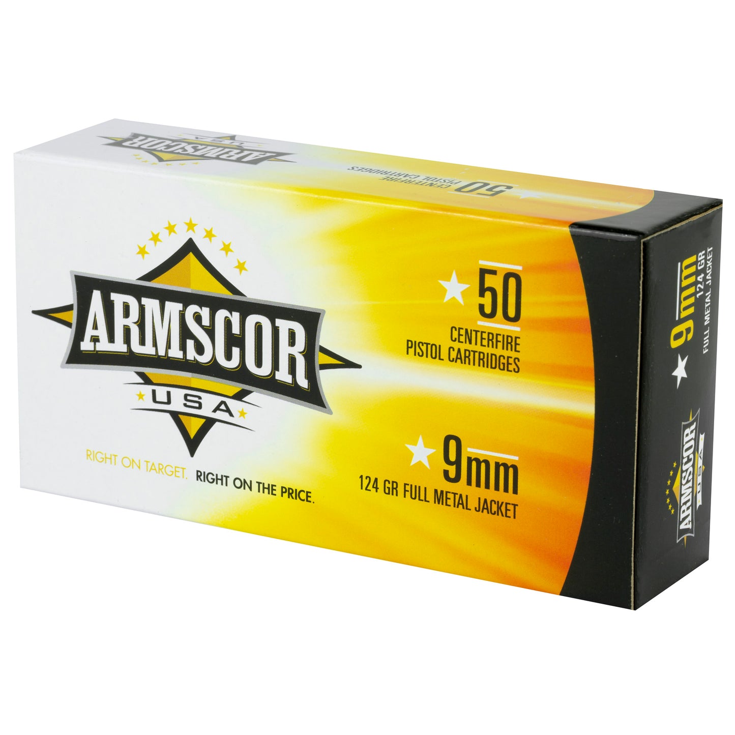 Armscor 9mm 124 Grain FMJ Ammunition - Reliable Full Metal Jacket Rounds for Shooting Enthusiasts