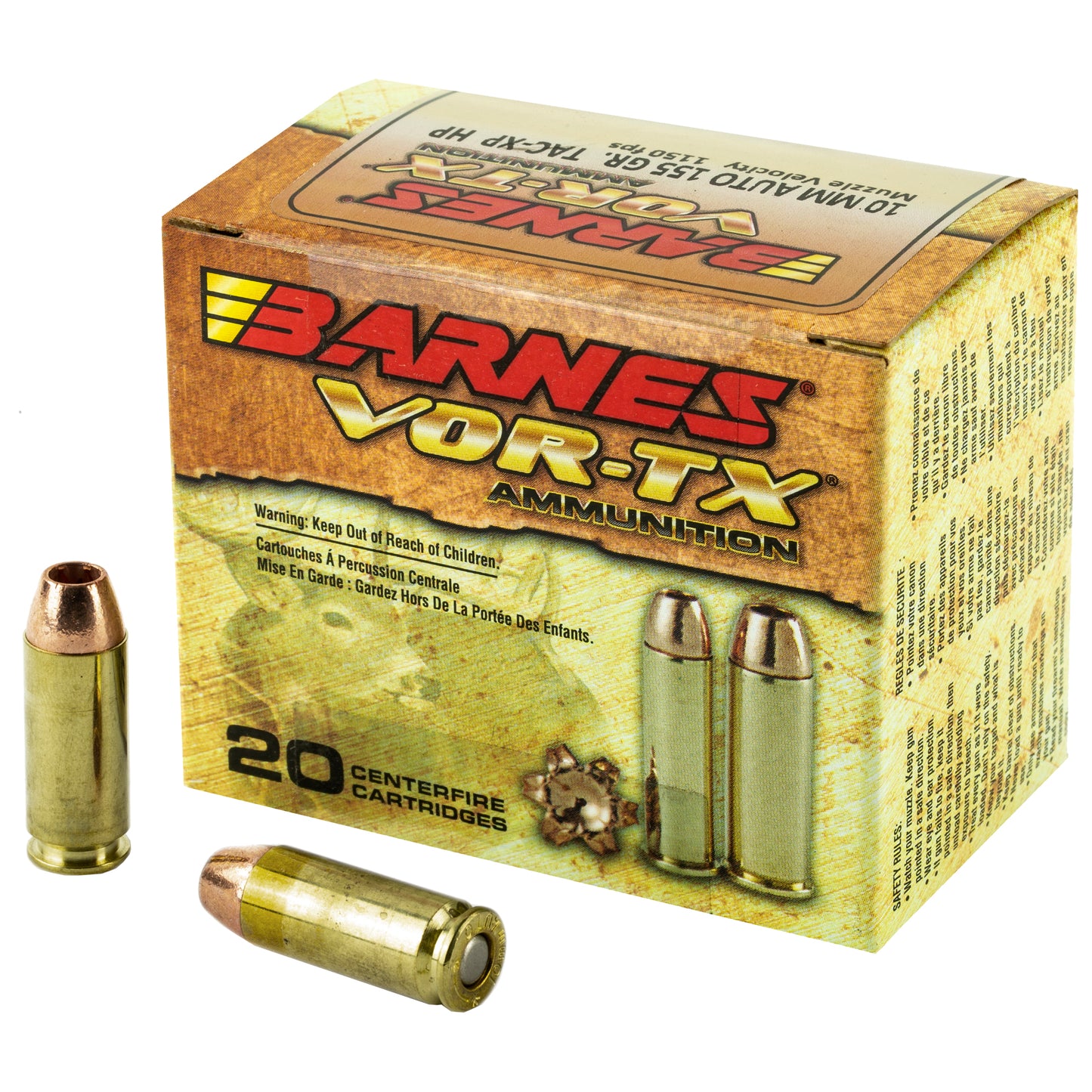 Barnes VOR-TX 10mm 155 Grain XPB Handgun Ammunition * Reliable Hunting Performance