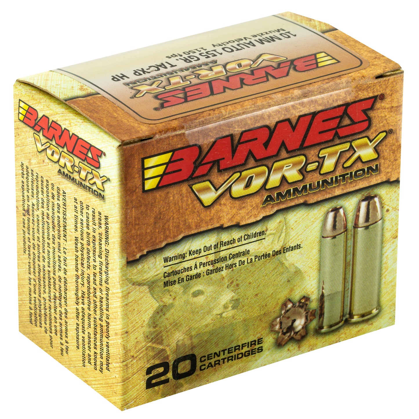 Barnes VOR-TX 10mm 155 Grain XPB Handgun Ammunition * Reliable Hunting Performance