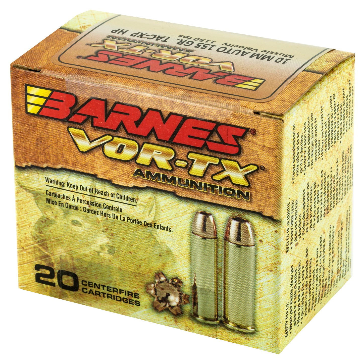 Barnes VOR-TX 10mm 155 Grain XPB Handgun Ammunition * Reliable Hunting Performance