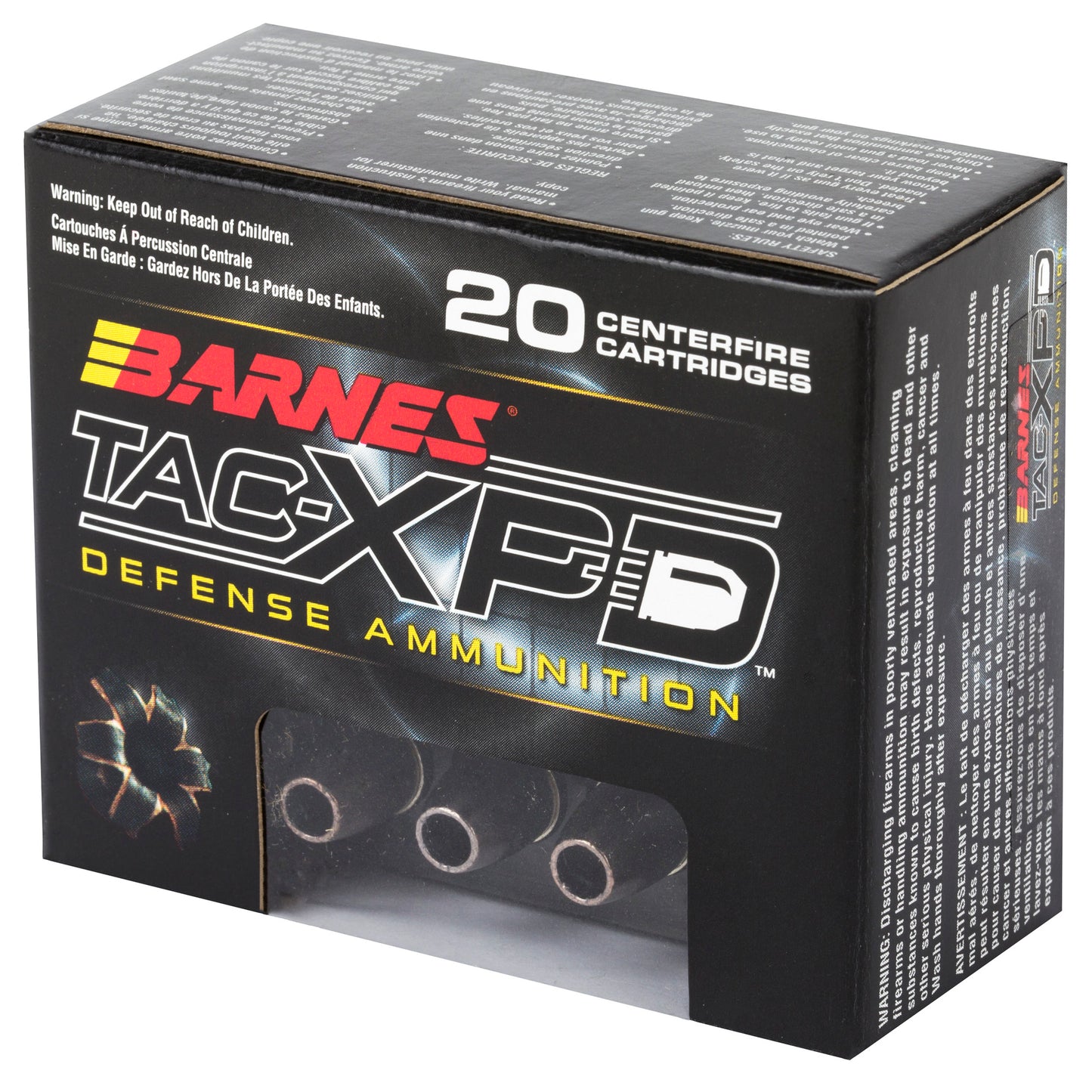 Barnes TAC-XPD 9mm 115-Grain Hollow Point Ammunition - 20 Rounds Per Box