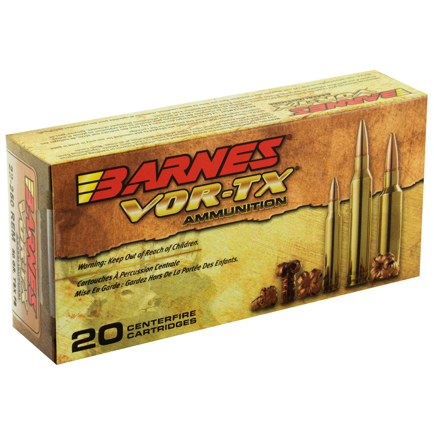 Barnes VOR-TX 22-250 Remington 50-Grain TSX Triple Shock X Ammunition * Precision Hunting Rounds