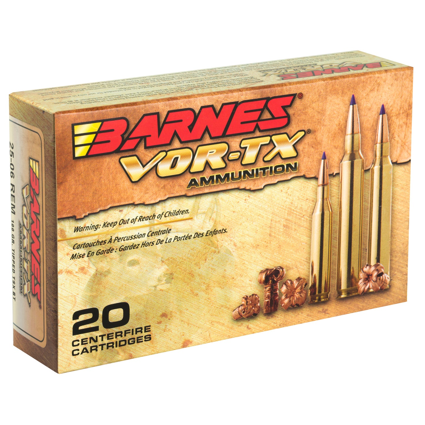 Barnes VOR-TX 25-06 Remington Tipped Triple Shock X 100 Grain Ammunition (20 Rounds)