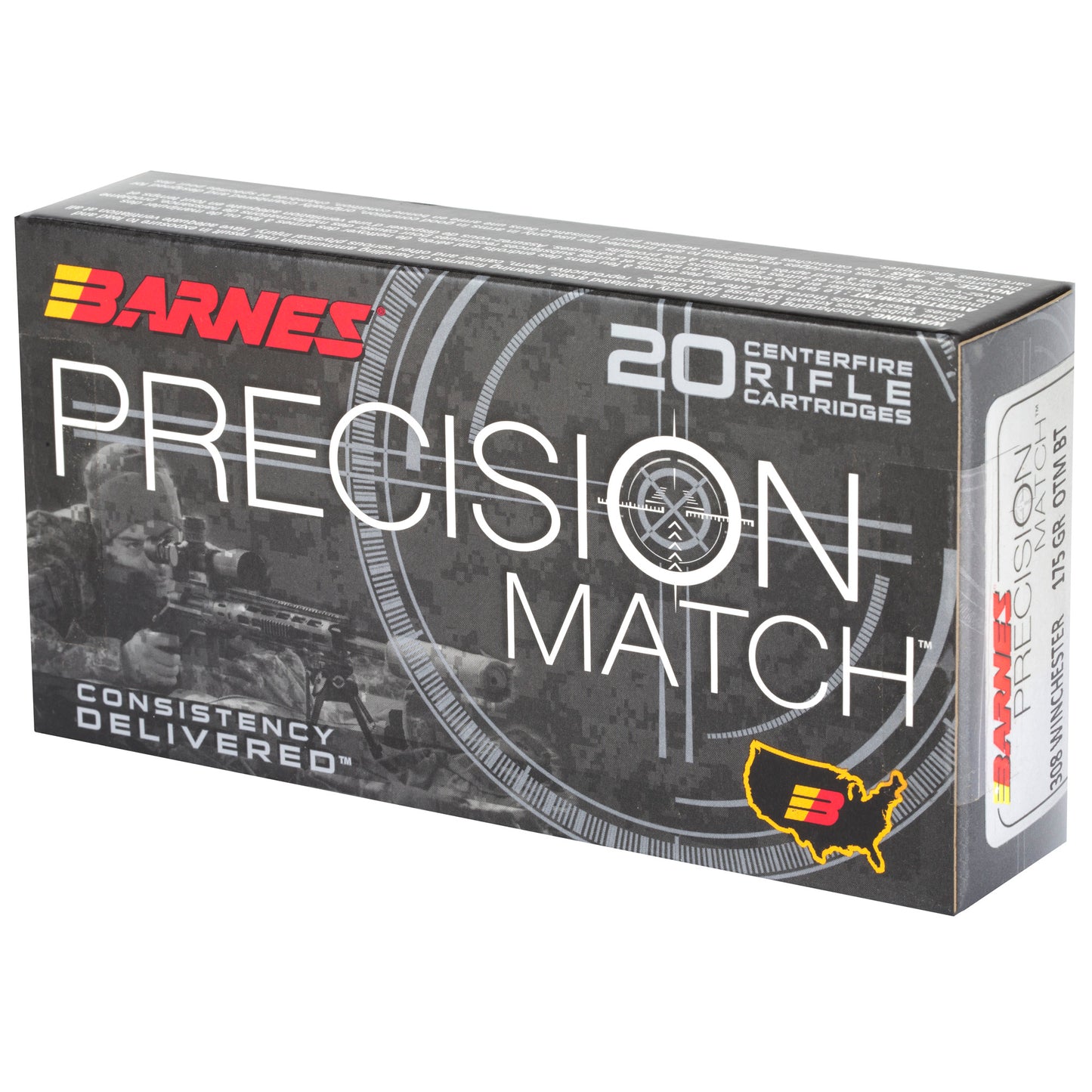 Barnes Precision Match .308 Winchester 175 Grain Open Tip Match Ammunition - 20 Rounds per Box