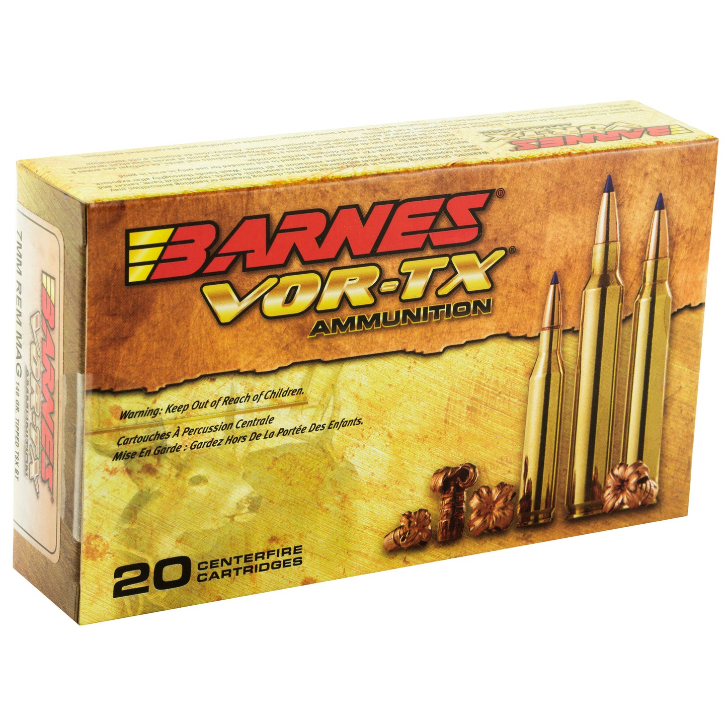 Barnes VOR-TX 7mm Remington 140 Grain Tipped Triple Shock X Ammunition - 20 Rounds