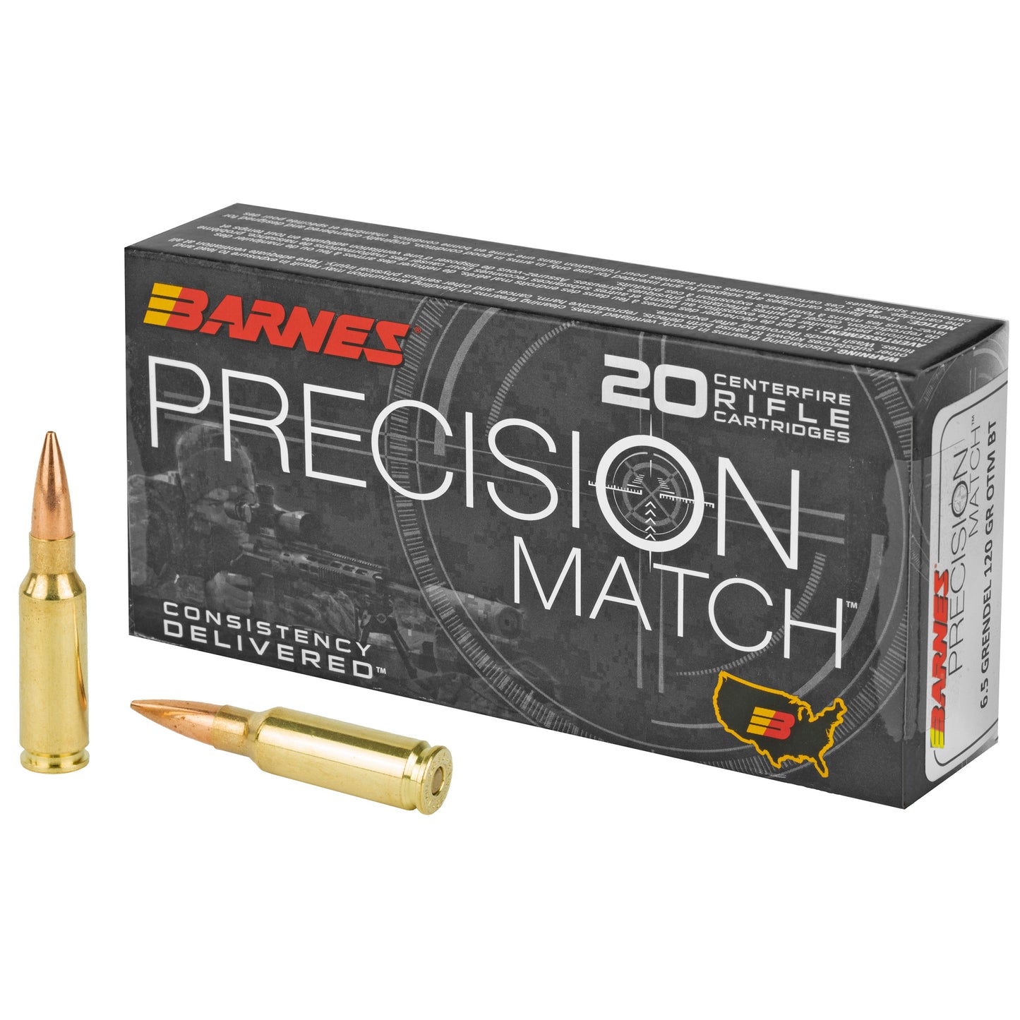 Barnes Precision Match 6.5 Grendel 120 Grain Open Tip Match Ammunition * Model 30831