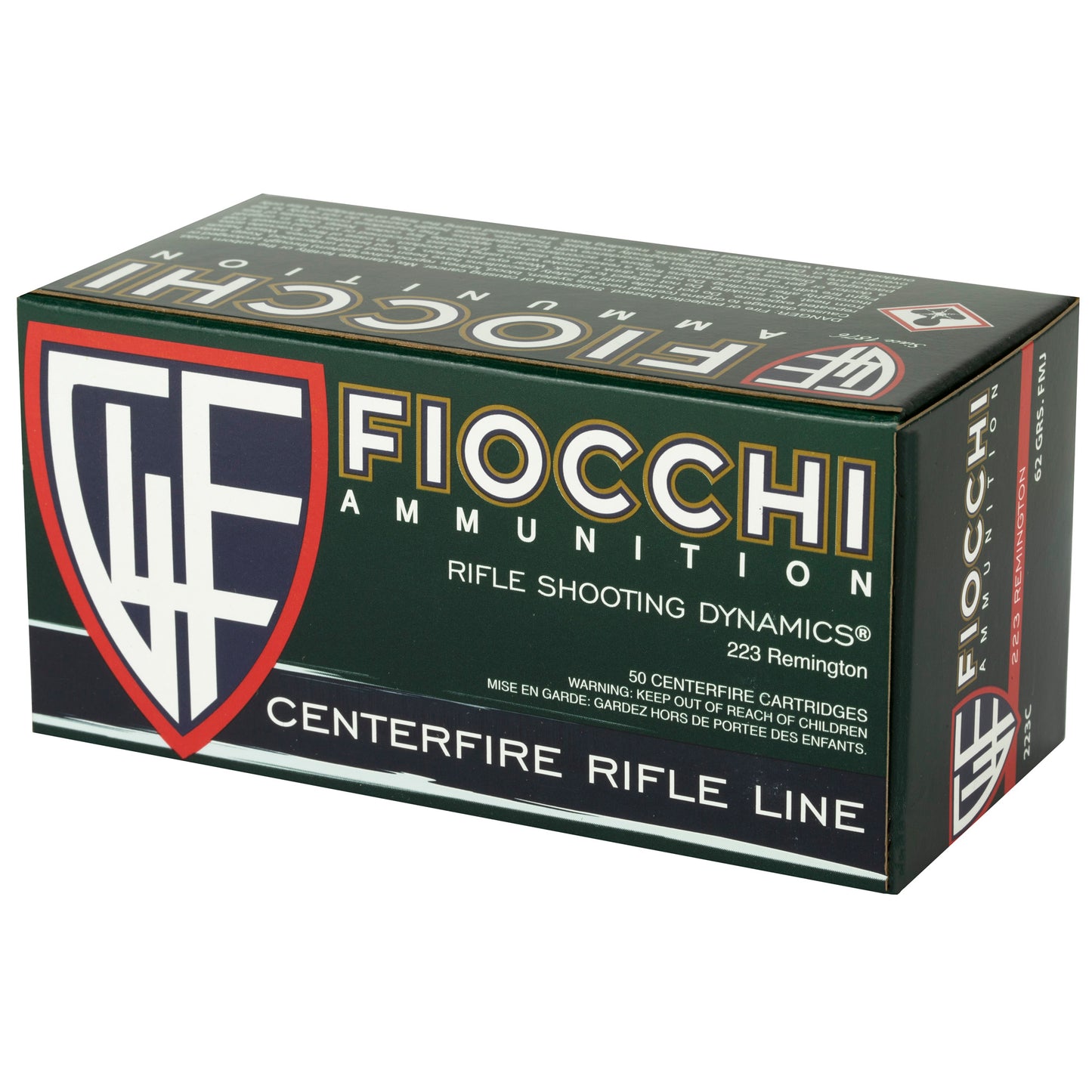 Fiocchi Ammunition 223 Remington 62 Grain Full Metal Jacket Boat Tail - 50 Rounds Box