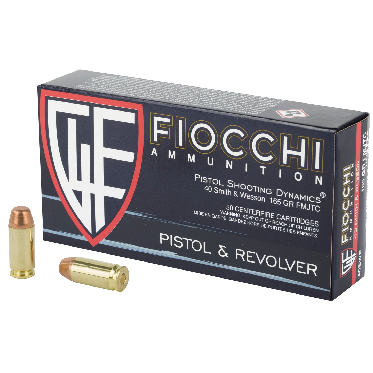 Fiocchi Ammunition 40 S&W 165 Grain Full Metal Jacket Pistol Ammo (50 Rounds per Box, 1000 per Case)