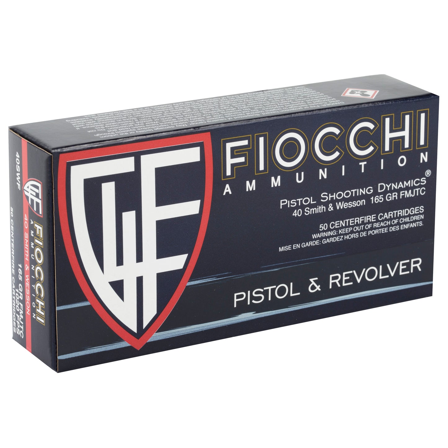 Fiocchi Ammunition 40 S&W 165 Grain Full Metal Jacket Pistol Ammo (50 Rounds per Box, 1000 per Case)