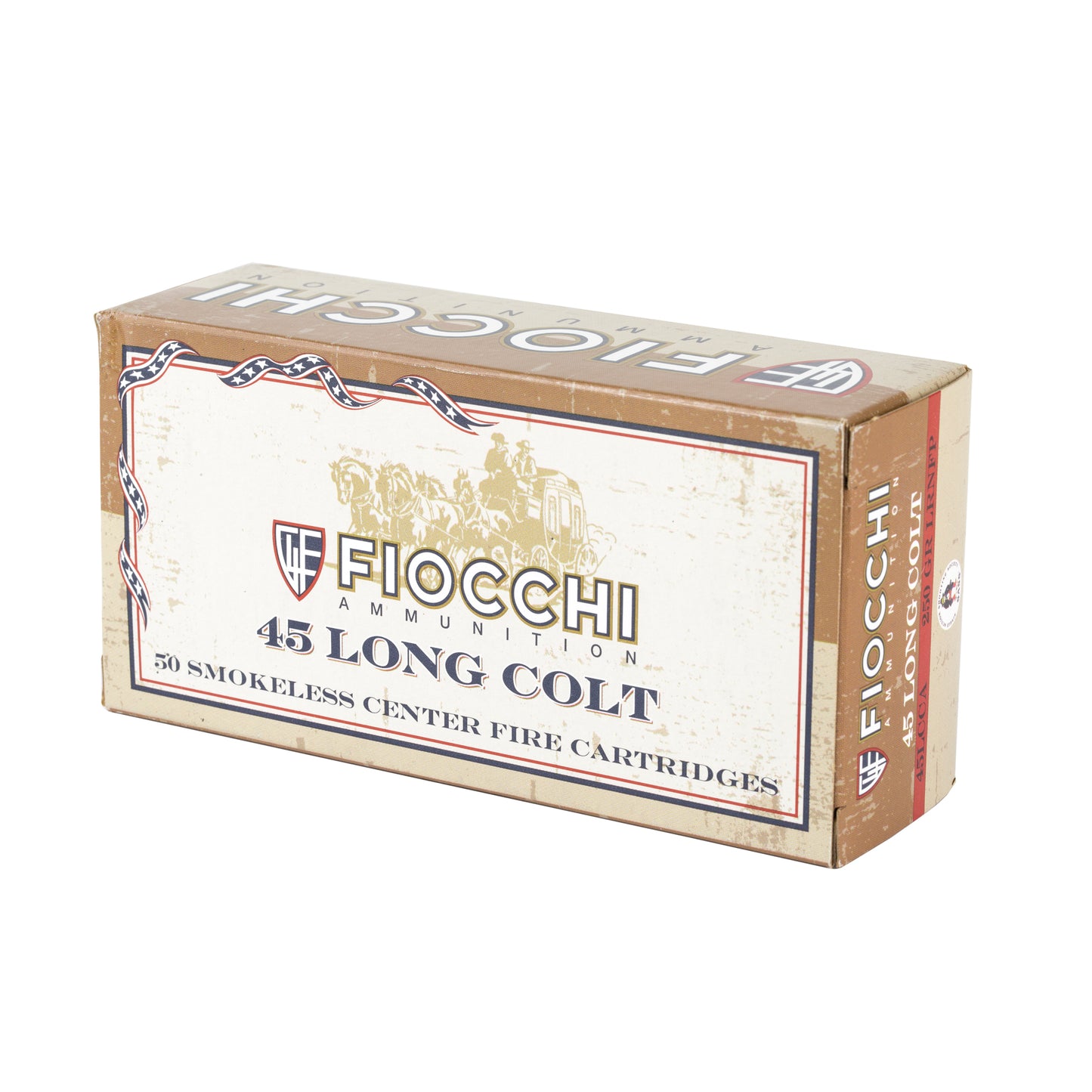 Fiocchi Ammunition 45 Long Colt 250 Grain Lead Round Nose - 50 Rounds per Box, 500 per Case