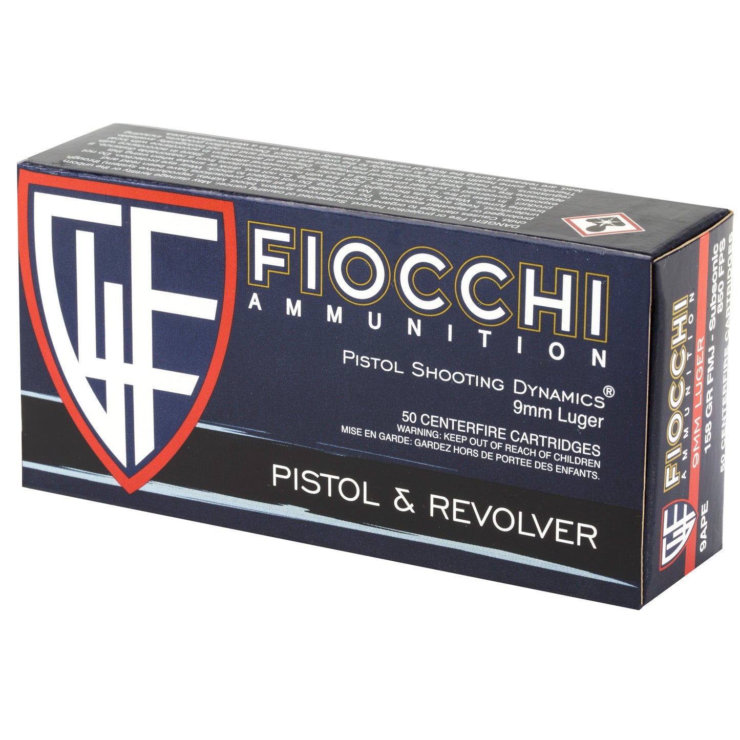 Fiocchi 9mm 158 Grain Full Metal Jacket Pistol Ammunition * Reliable Range & Target Shots