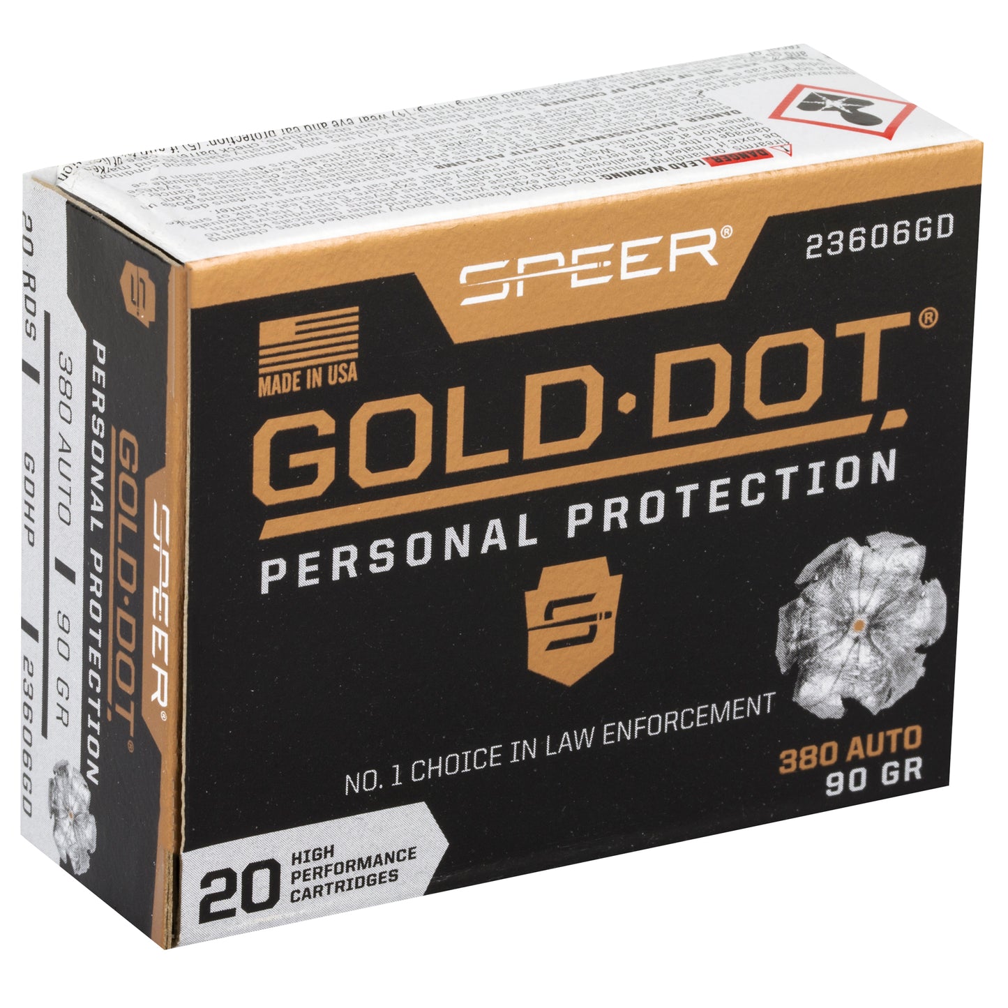Speer Gold Dot 380 ACP 90-Grain Hollow Point Ammunition - Reliable Personal Defense and Law Enforcement Load