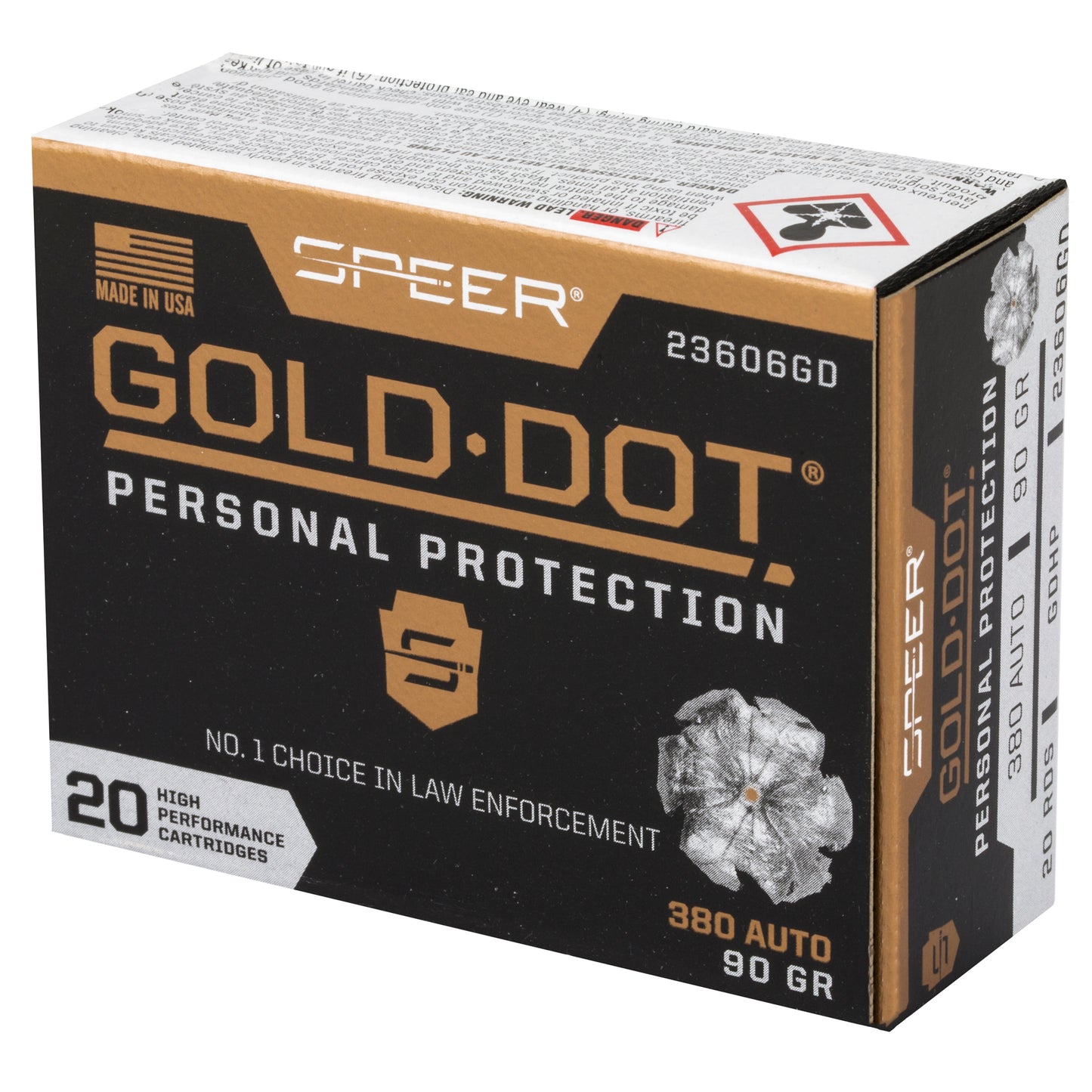 Speer Gold Dot 380 ACP 90-Grain Hollow Point Ammunition - Reliable Personal Defense and Law Enforcement Load