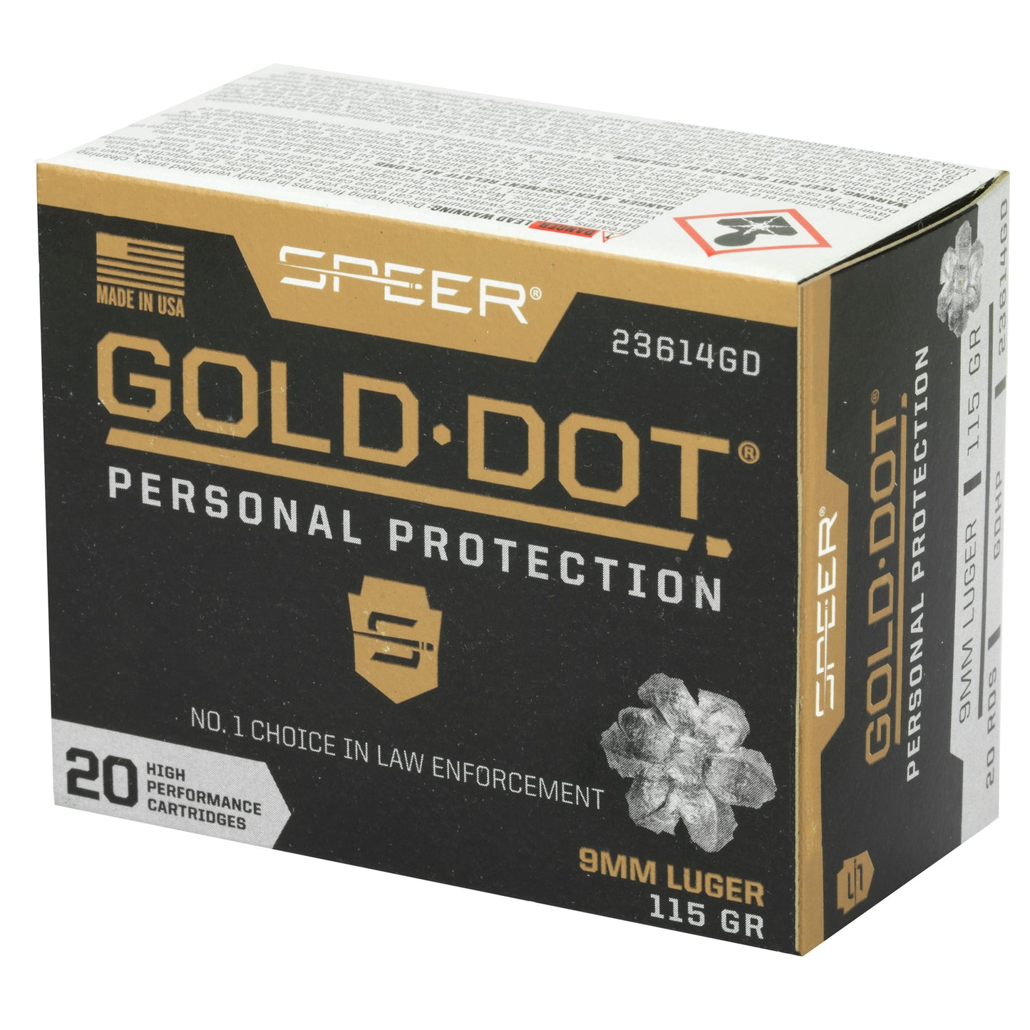 Speer Gold Dot 9mm 115 Grain Hollow Point Ammunition * Reliable Self-Defense and Law Enforcement Load
