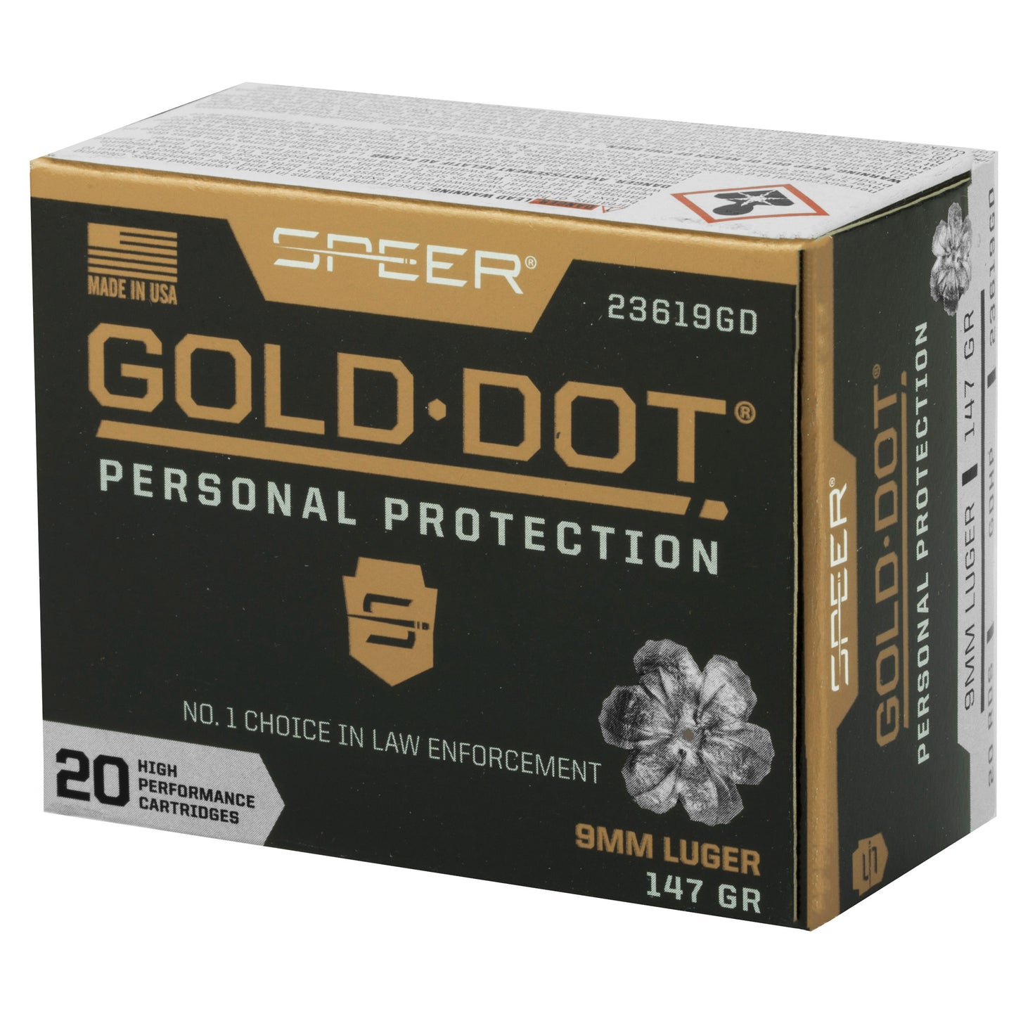 Speer Gold Dot 9mm 147 Grain Hollow Point Ammunition - Reliable Self-Defense Ammo by Speer Ammunition