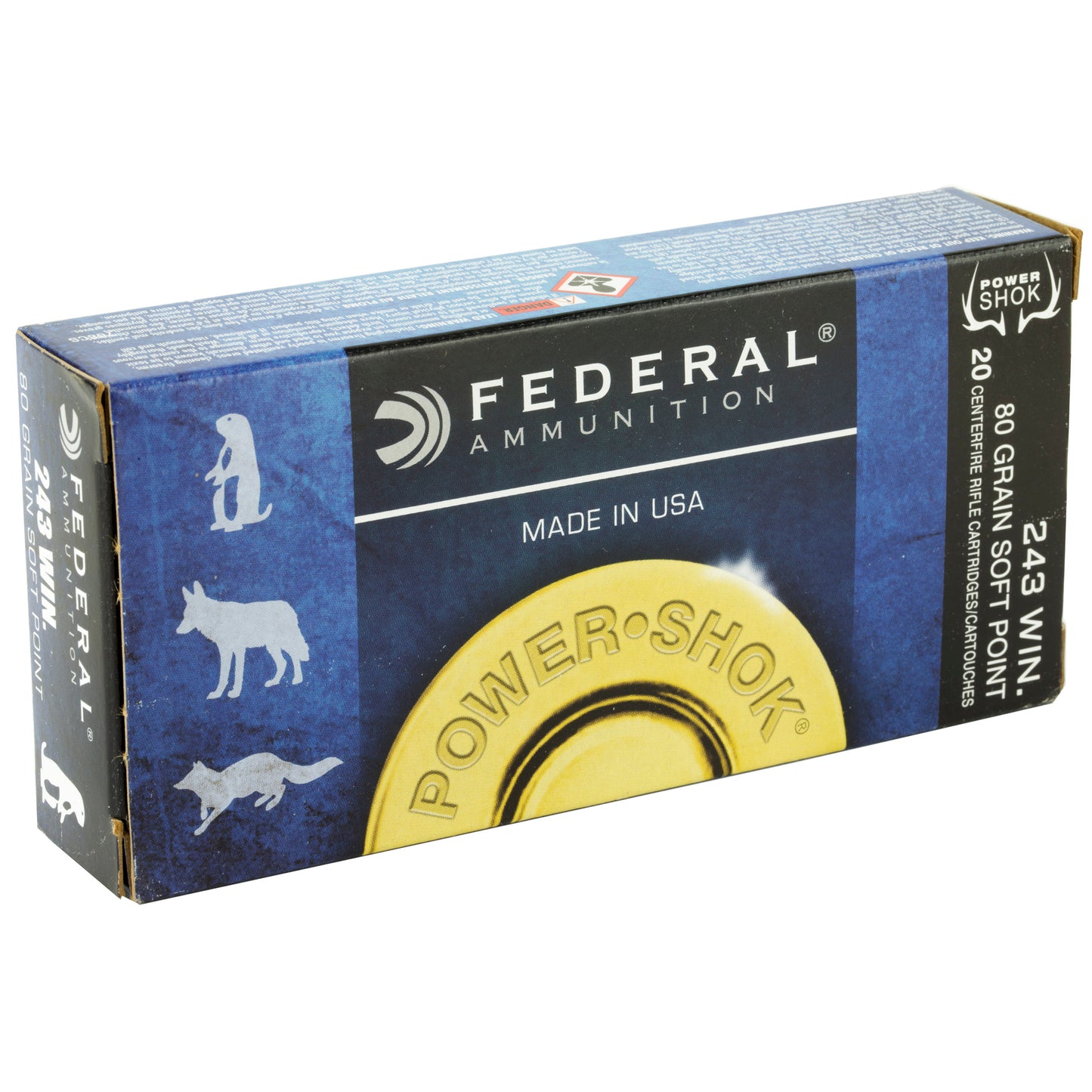 Federal Power Shok .243 Winchester 80-Grain Soft Point Bullets - Reliable Hunting Ammo