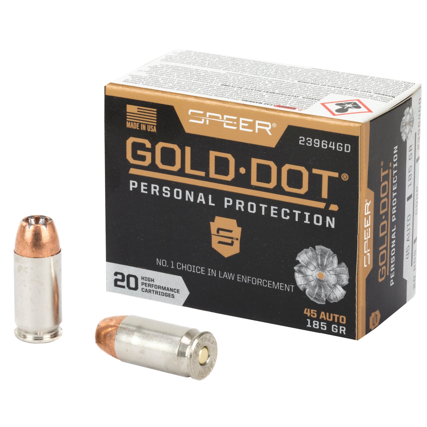 Speer Ammunition Gold Dot 45 ACP 185-Grain Hollow Point * Reliable Self-Defense Ammo