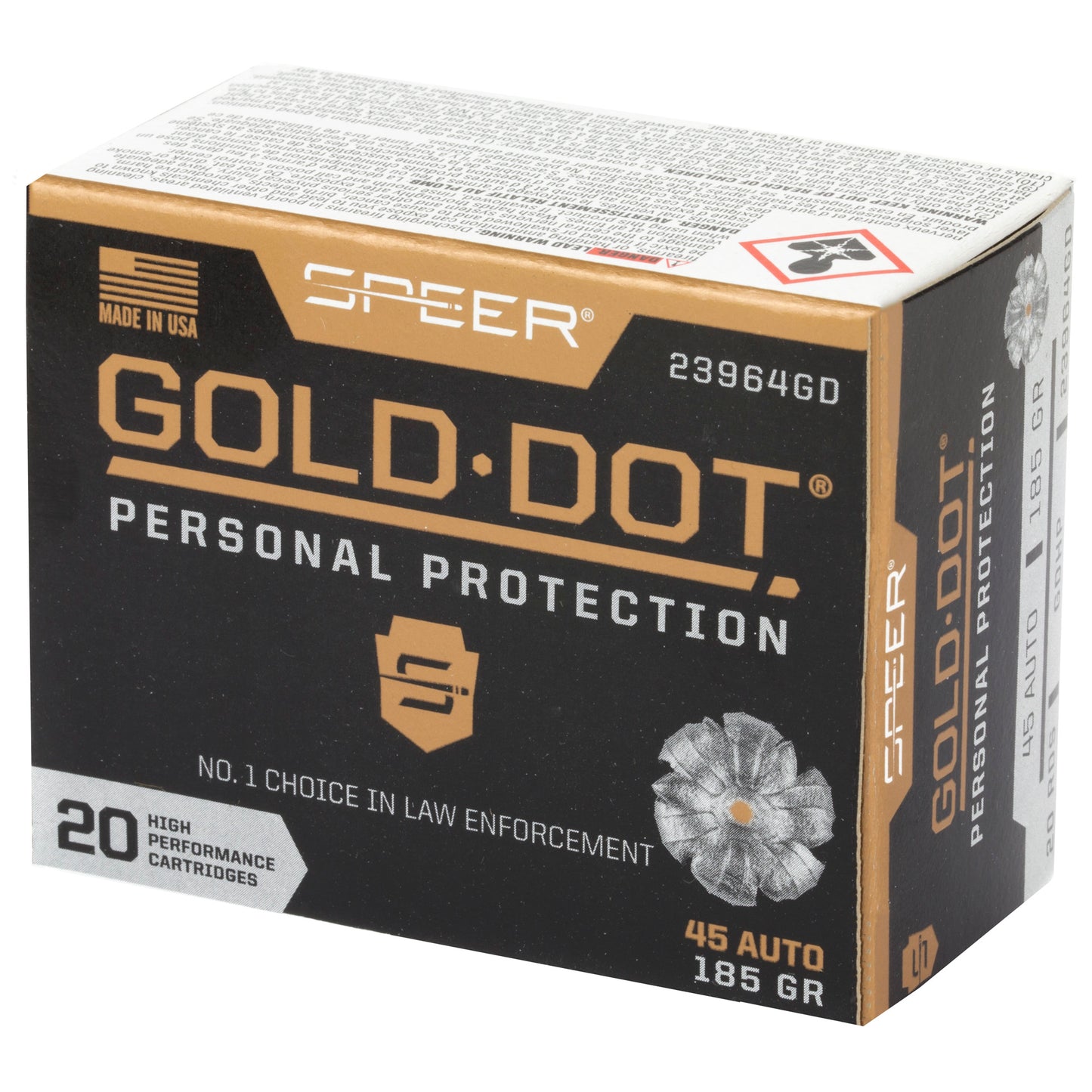 Speer Ammunition Gold Dot 45 ACP 185-Grain Hollow Point * Reliable Self-Defense Ammo