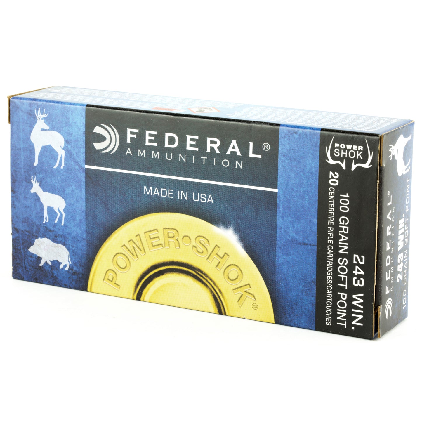 Federal PowerShok .243 Winchester 100-Grain Soft Point Rifle Ammunition - 20 Rounds