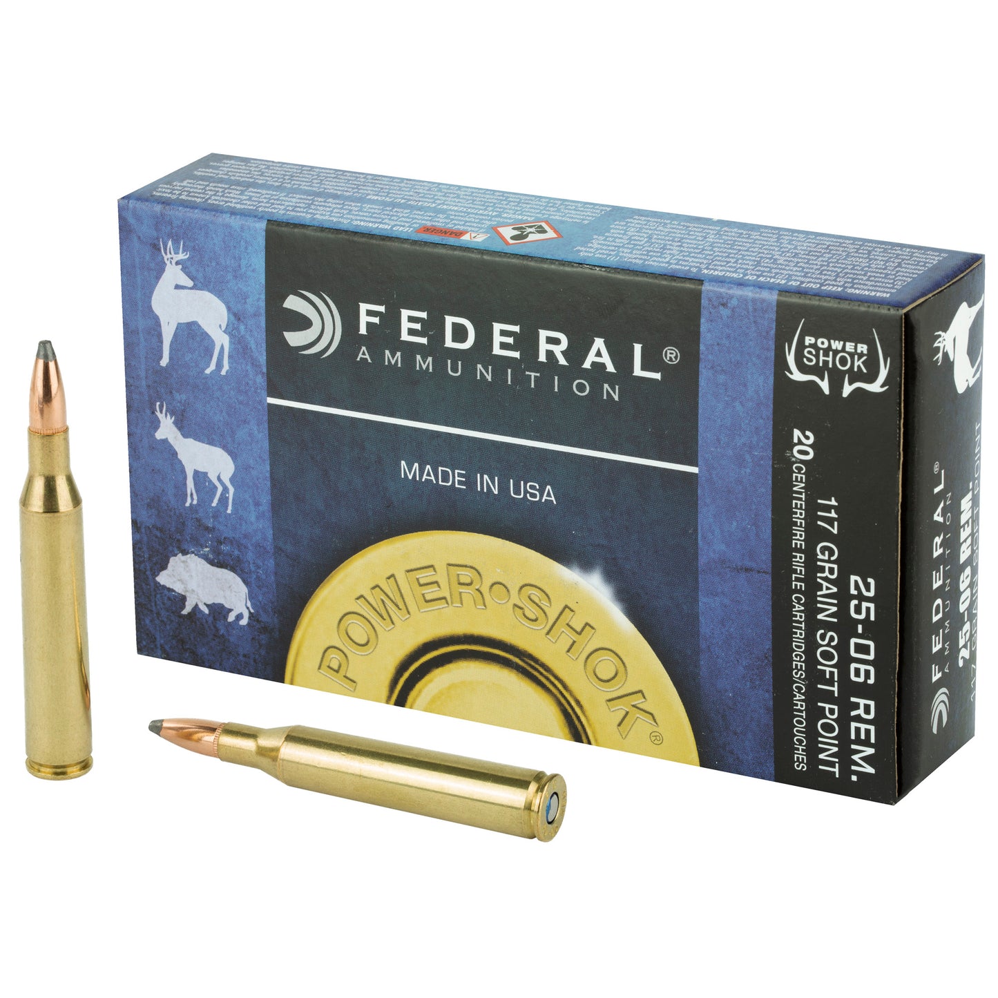 Federal PowerShok 2506BS 117-Grain Soft Point Rifle Ammunition for 25-06 Remington