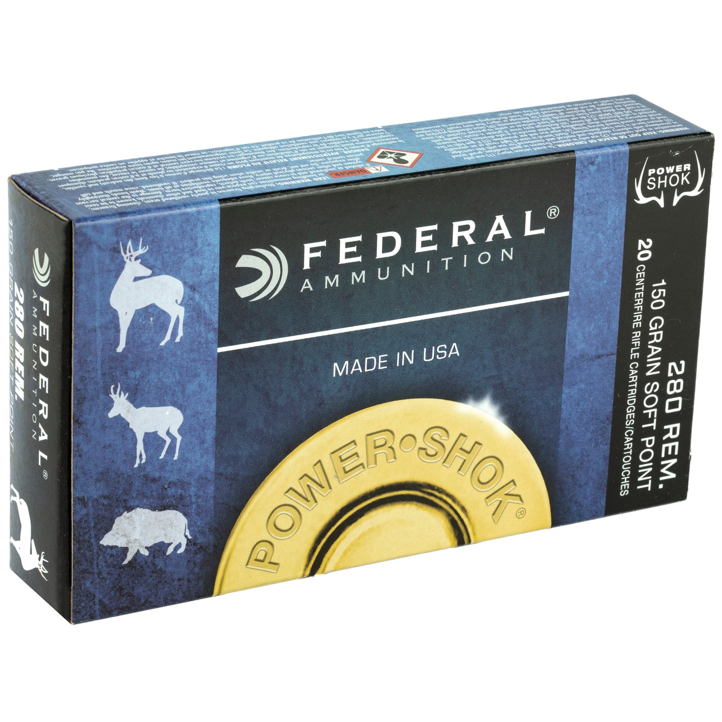 Federal PowerShok .280 Remington 150-Grain Soft Point Rifle Ammunition * Reliable Hunting Load for Medium and Big Game