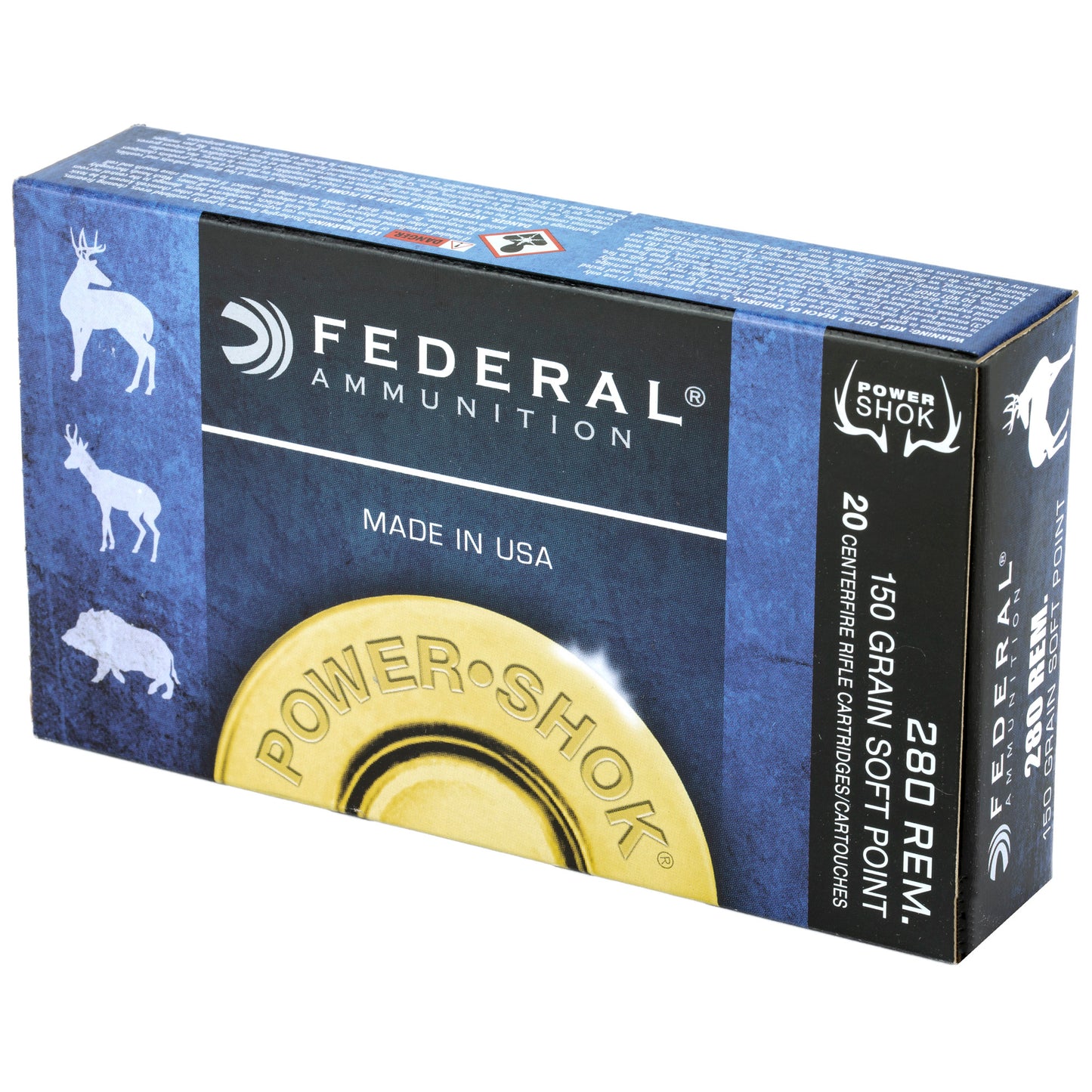 Federal PowerShok .280 Remington 150-Grain Soft Point Rifle Ammunition * Reliable Hunting Load for Medium and Big Game