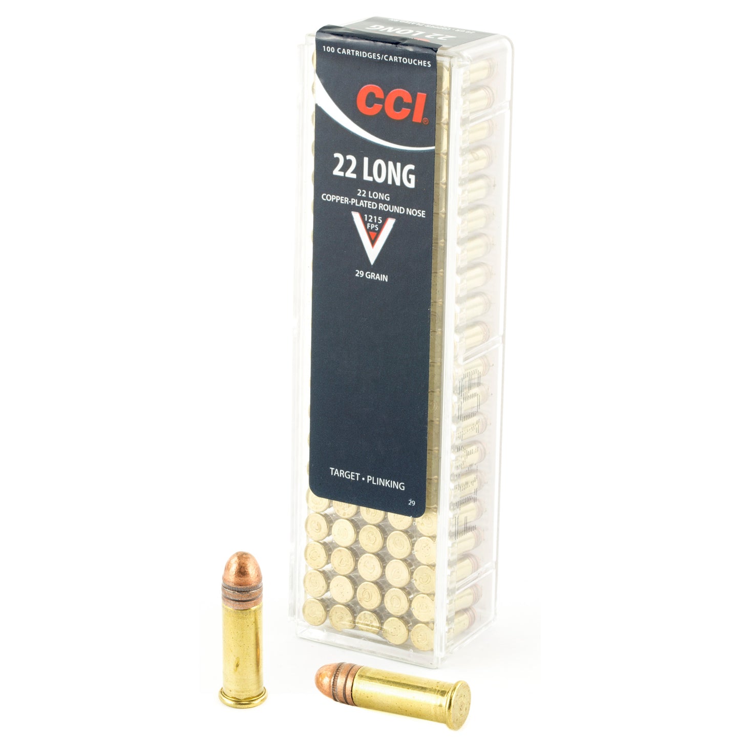 CCI Ammunition .22 Long Copper Plated Round Nose - 29 Grain, 100 Rounds per Box