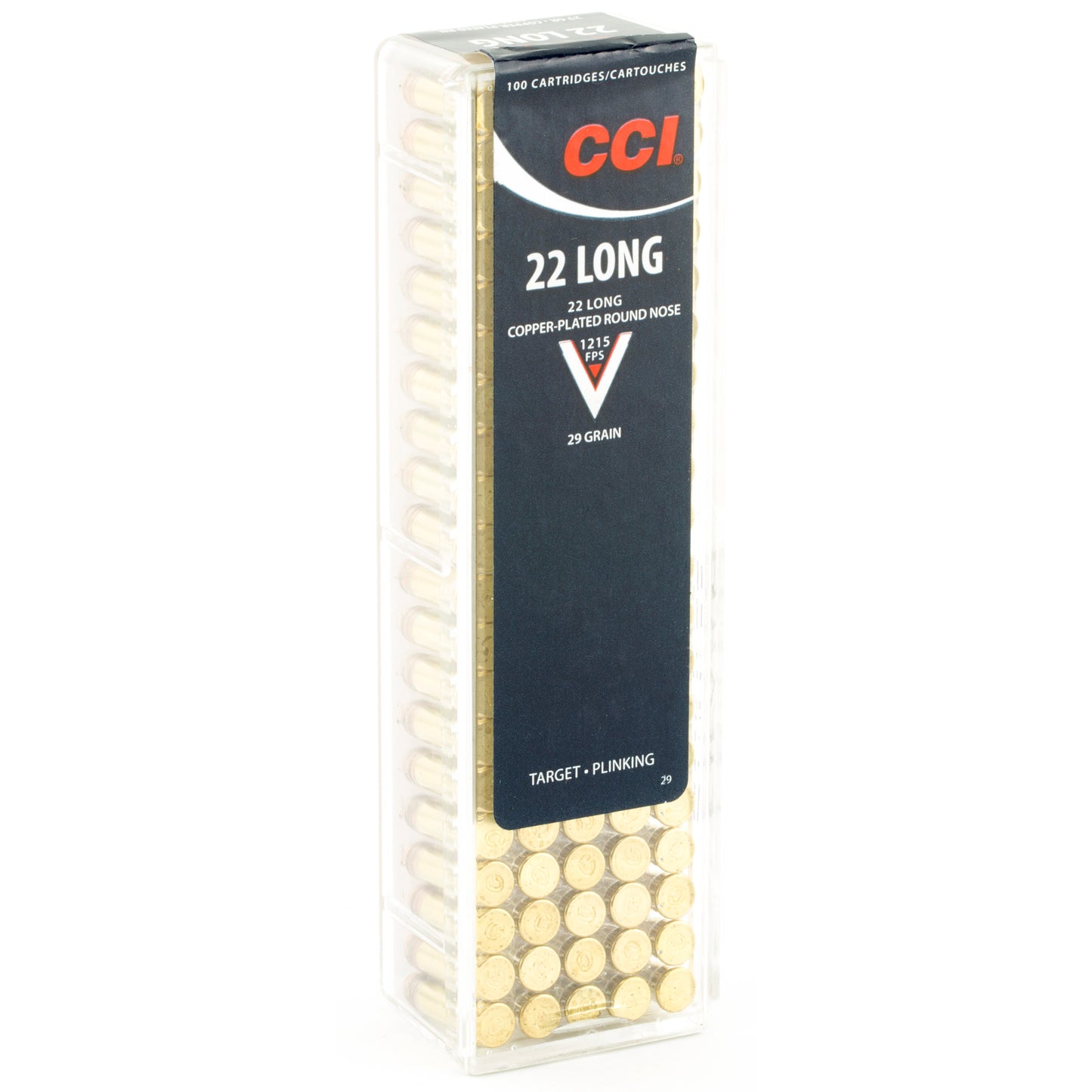 CCI Ammunition .22 Long Copper Plated Round Nose - 29 Grain, 100 Rounds per Box