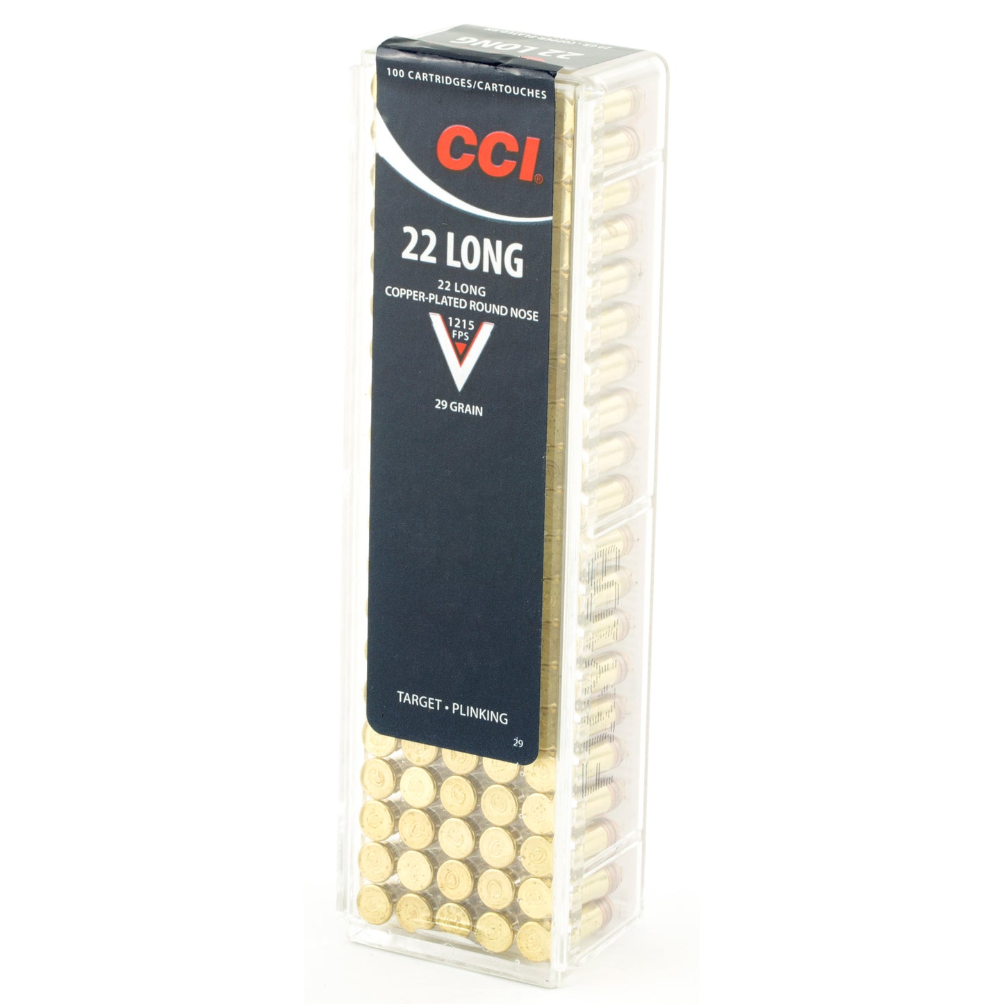 CCI Ammunition .22 Long Copper Plated Round Nose - 29 Grain, 100 Rounds per Box