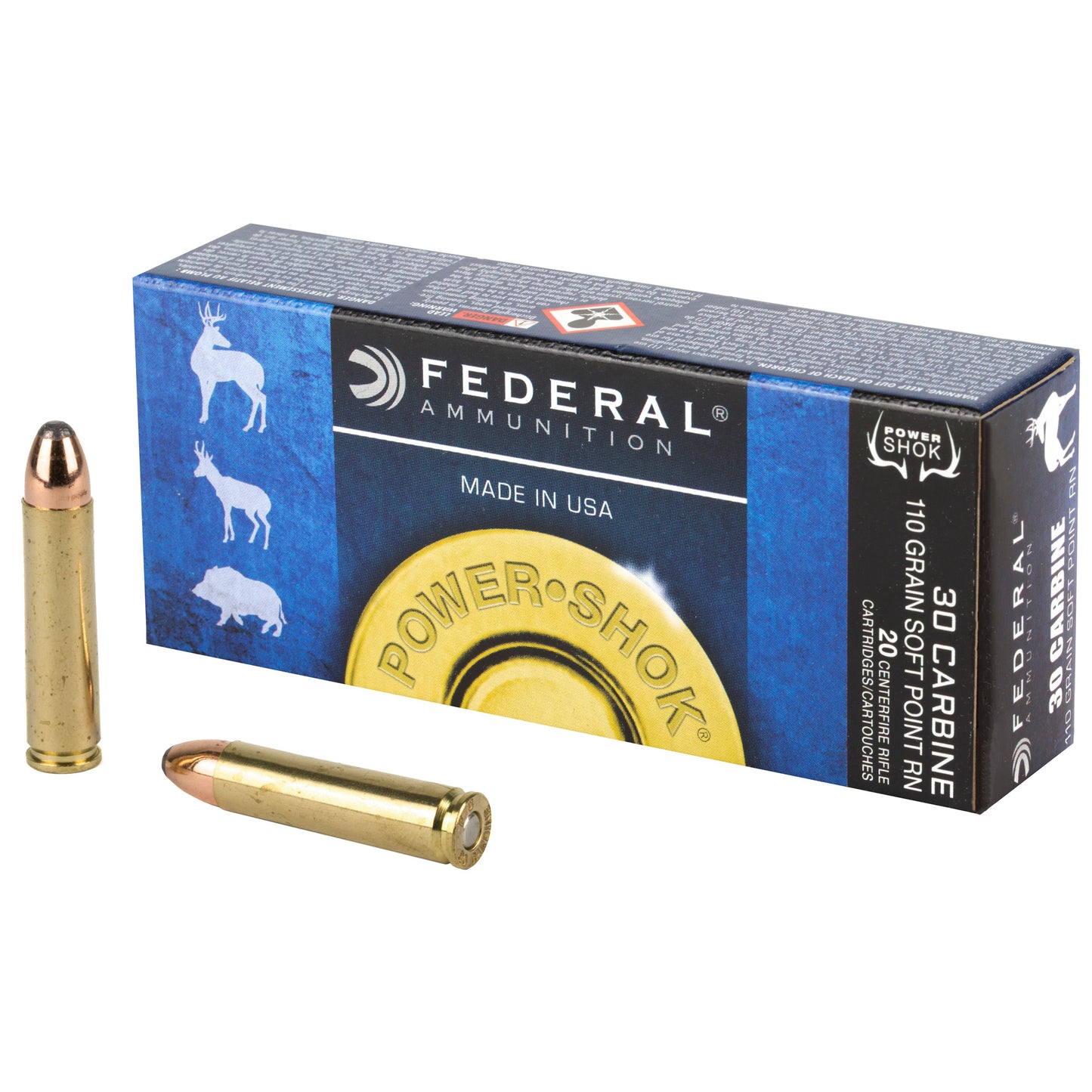 Federal PowerShok 30 Carbine 110-Grain Jacketed Soft Point Ammo - Reliable Hunting Performance