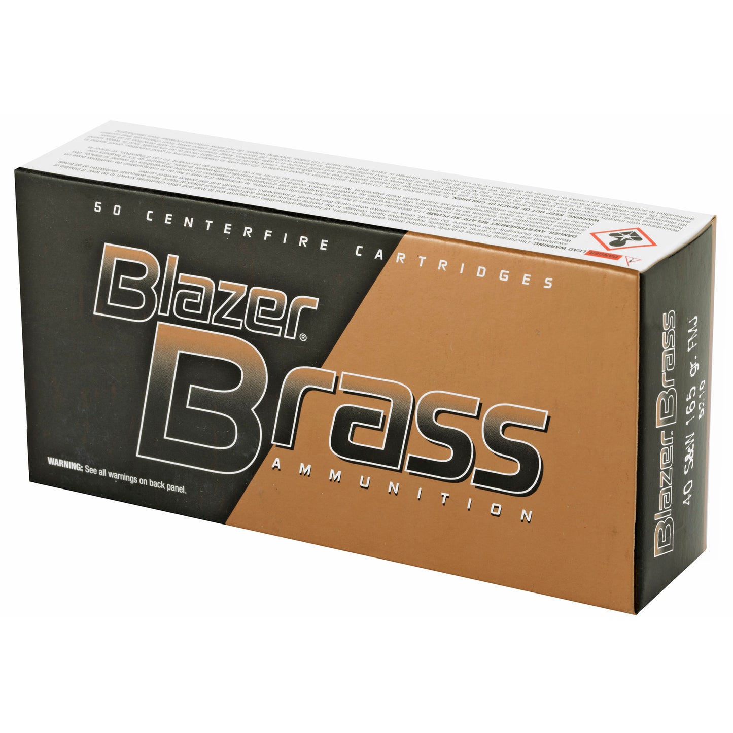 Blazer Ammunition Blazer Brass 40 S&W 165-Grain Full Metal Jacket, 50-Round Box