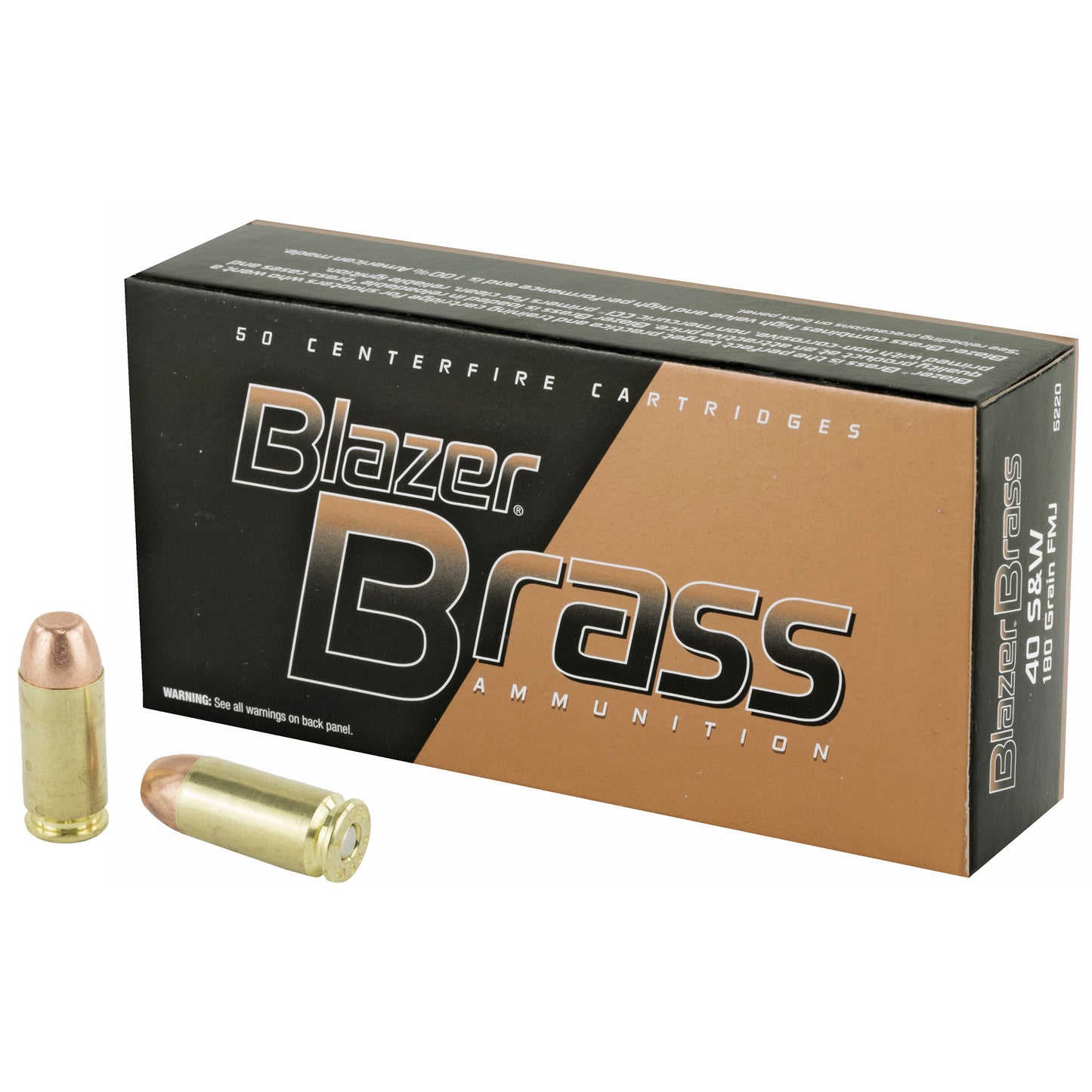 Blazer Ammunition Blazer Brass 40 S&W 180 Grain Full Metal Jacket (FMJ) * 50 Rounds per Box, 1000 Rounds per Case
