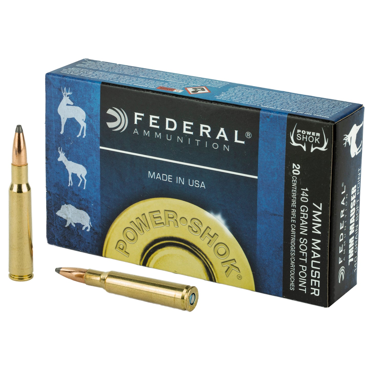 Federal PowerShok 7mm Mauser 140 Grain Soft Point Rifle Ammunition (20 Rounds)