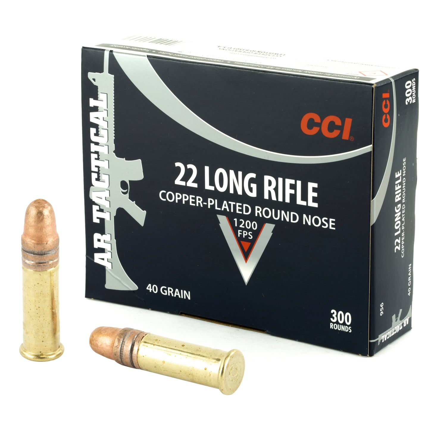 CCI Ammunition 956 .22 LR Tactical Copper Plated Round Nose, 40 Grain, 300 Rounds per Box