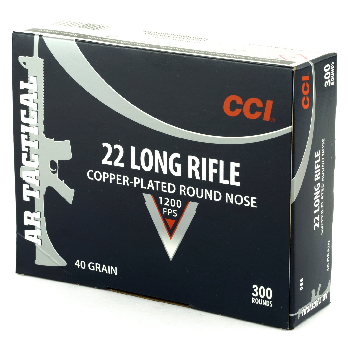 CCI Ammunition 956 .22 LR Tactical Copper Plated Round Nose, 40 Grain, 300 Rounds per Box