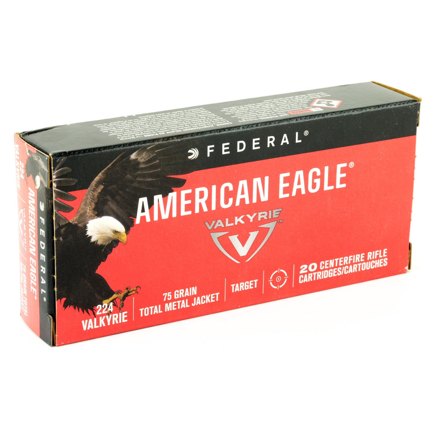 Federal American Eagle 224 Valkyrie 75-Grain Total Metal Jacket Ammo - 20 Rounds Per Box