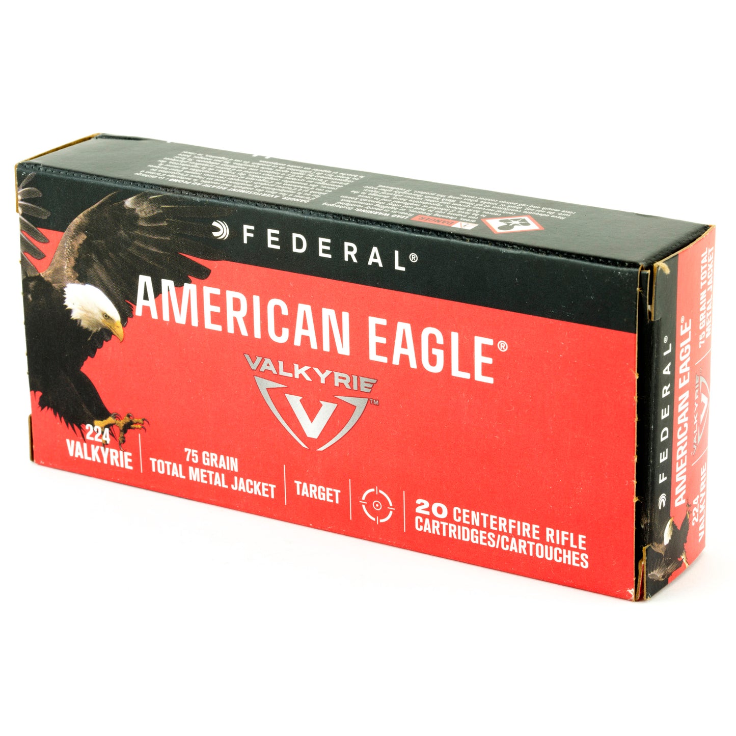 Federal American Eagle 224 Valkyrie 75-Grain Total Metal Jacket Ammo - 20 Rounds Per Box