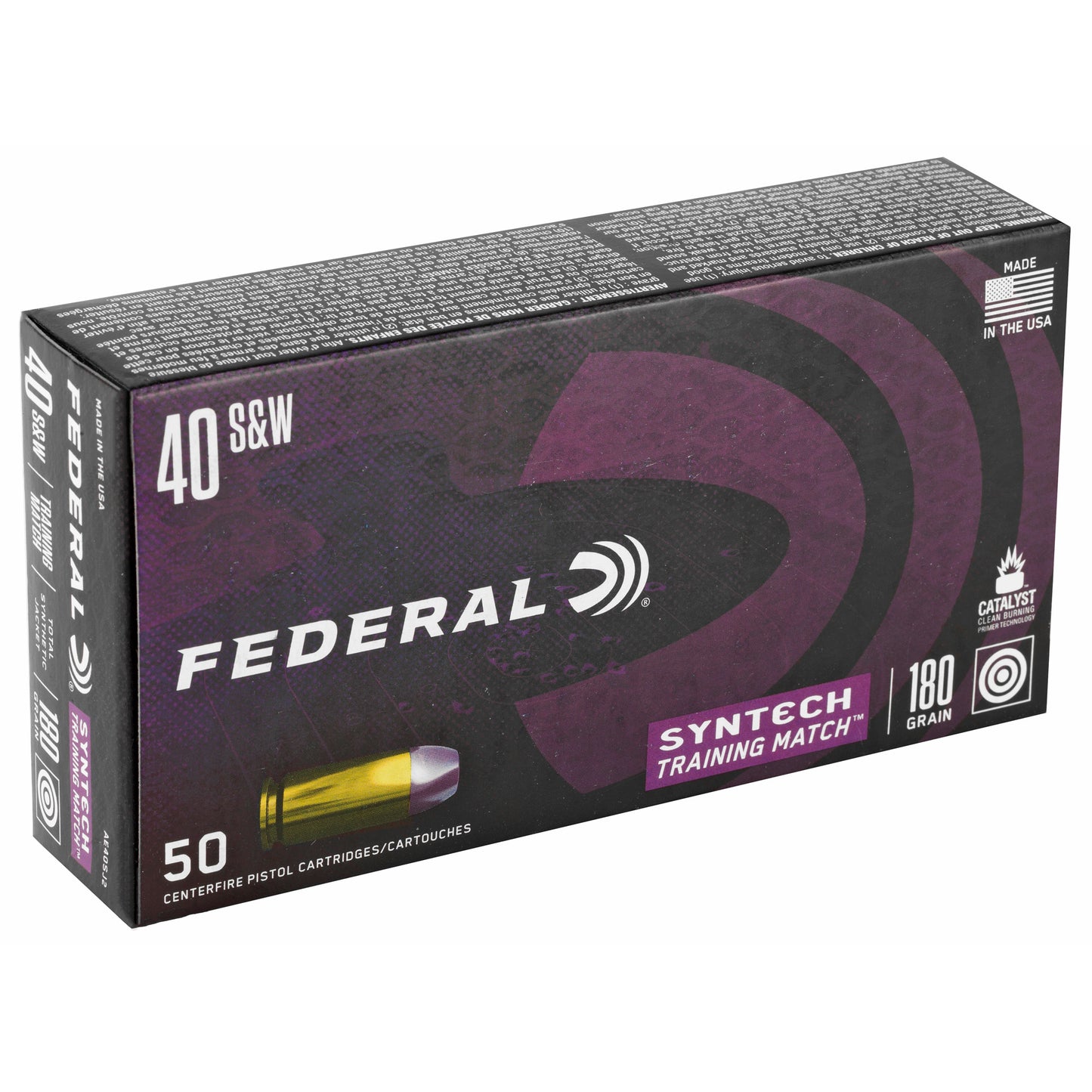 Federal American Eagle Syntech Training Match .40 S&W 180-Grain Total Synthetic Jacket - 50 Rounds